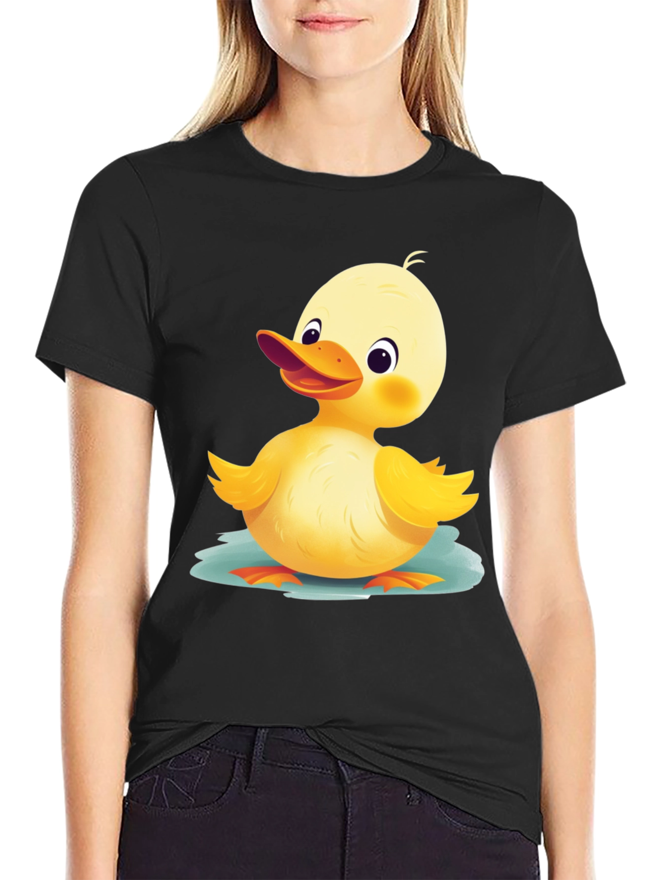 Black Cute Duckling Graphic T-Shirt - Soft Cotton Blend view 2