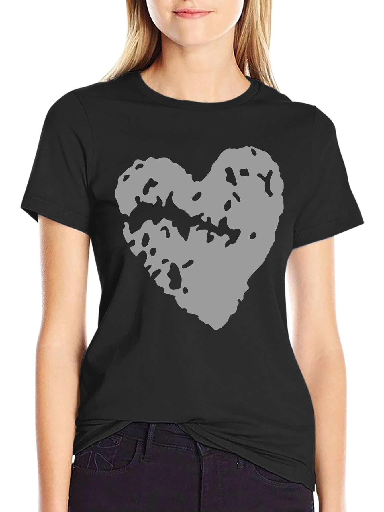 Black Abstract Heart Graphic Black Tee view 2