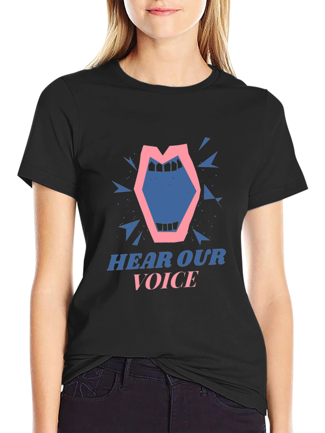 Black Hear Our Voice Graphic Tee - Unisex Black T-Shirt view 2