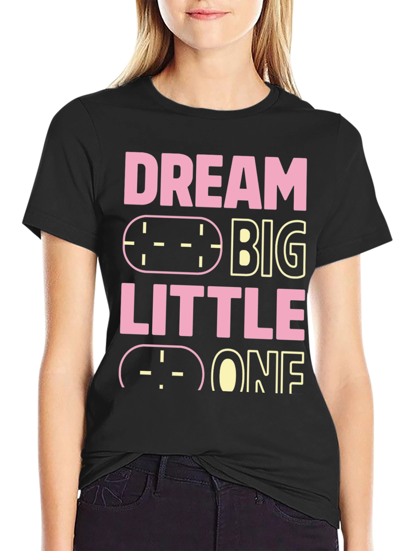 Black Dream Big Little One Black Graphic Tee view 2