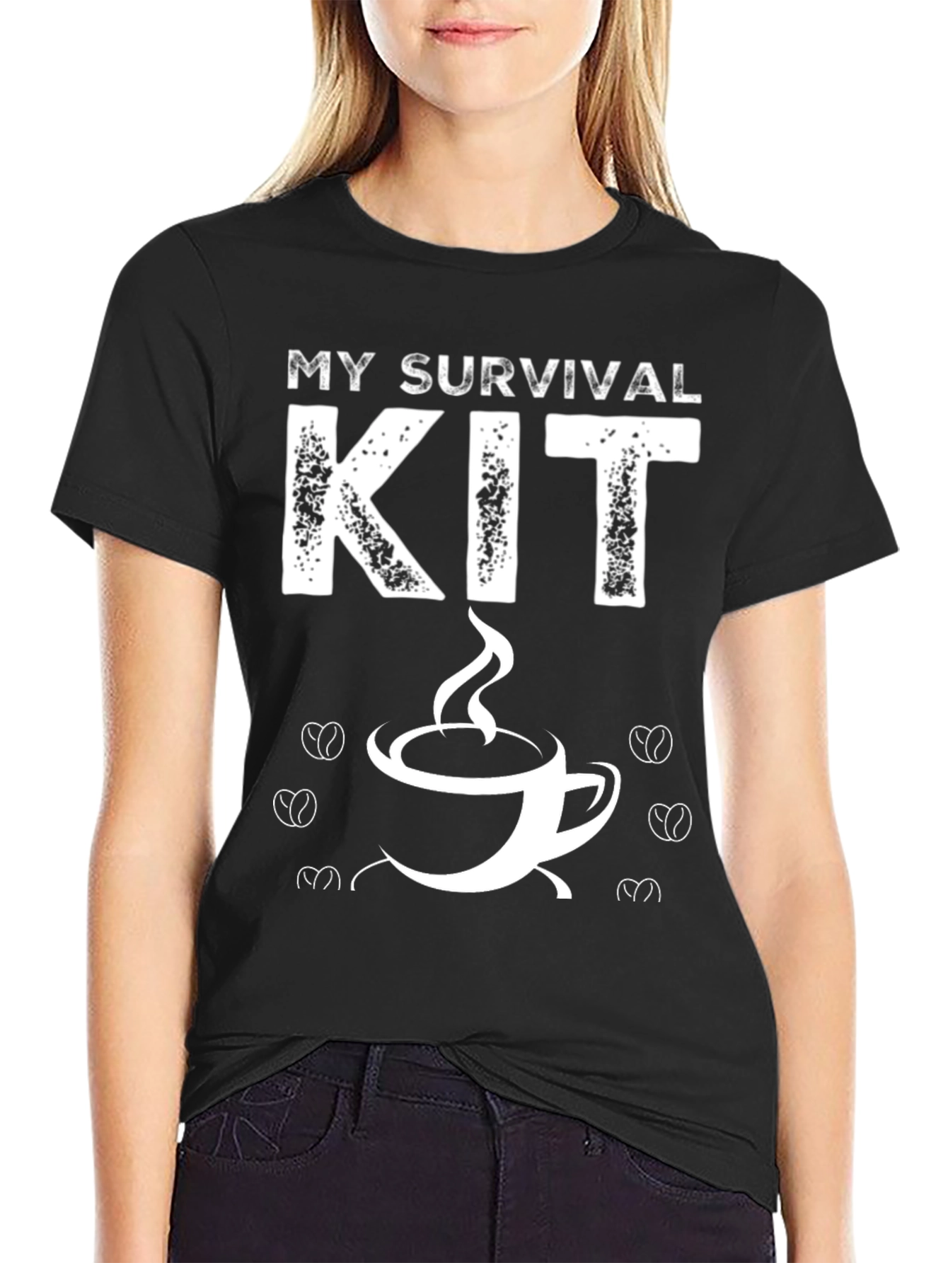 Black Coffee Survival Kit T-Shirt - Unisex Crew Neck Tee view 2