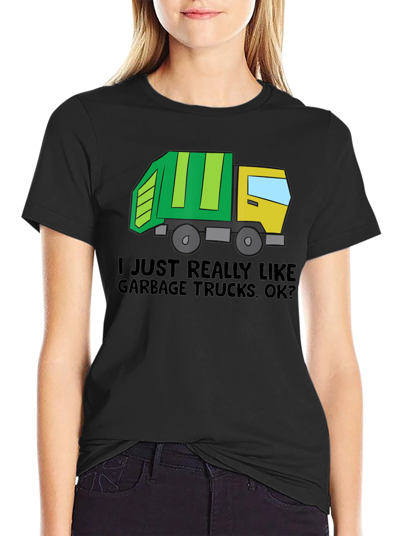Black Garbage Truck Lover T-Shirt view 2