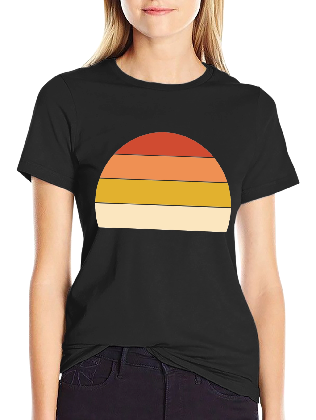 Black Retro Sunset Graphic T-Shirt - Short Sleeve view 2