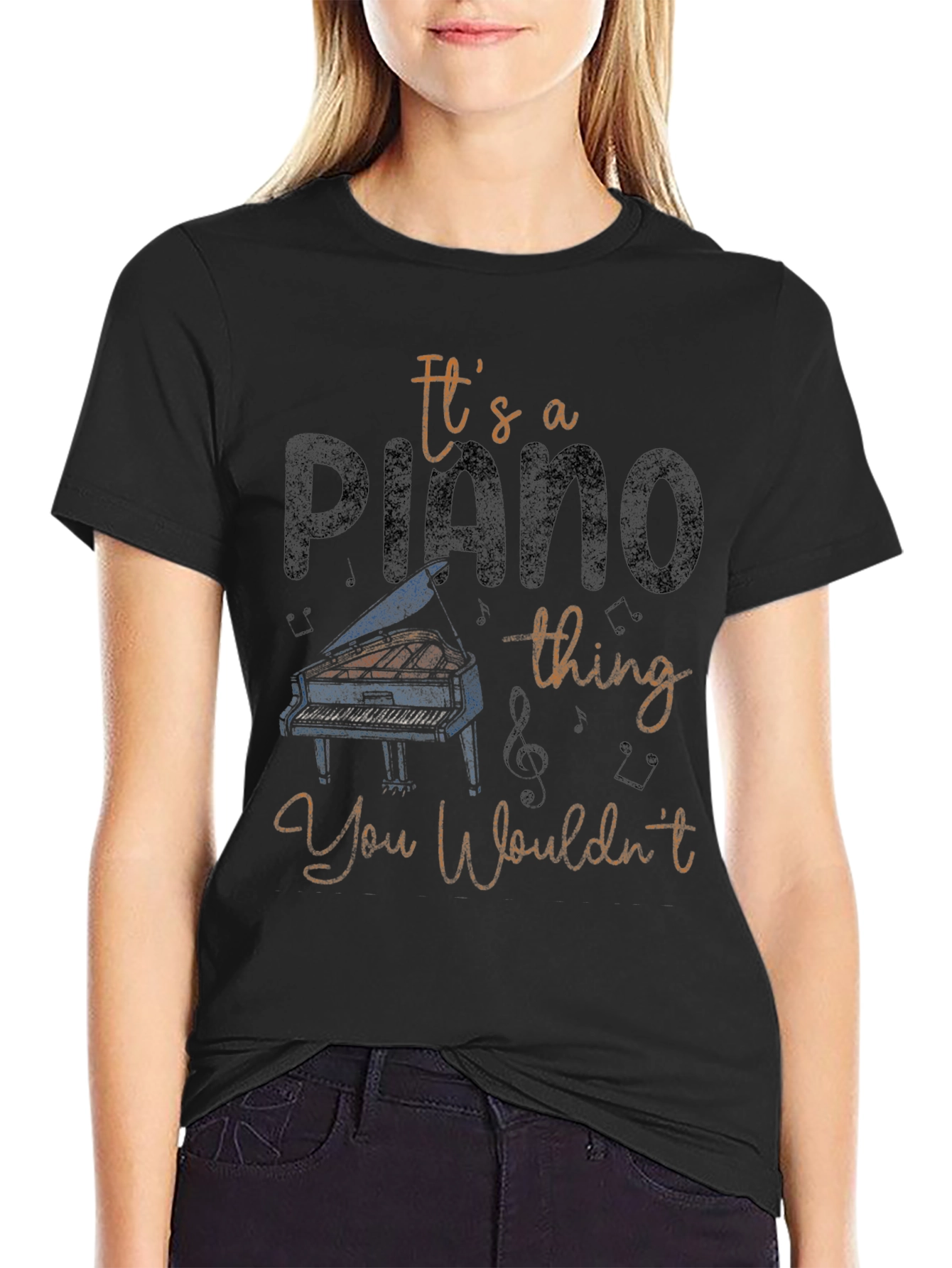 Black It's a Piano Thing T-Shirt view 2
