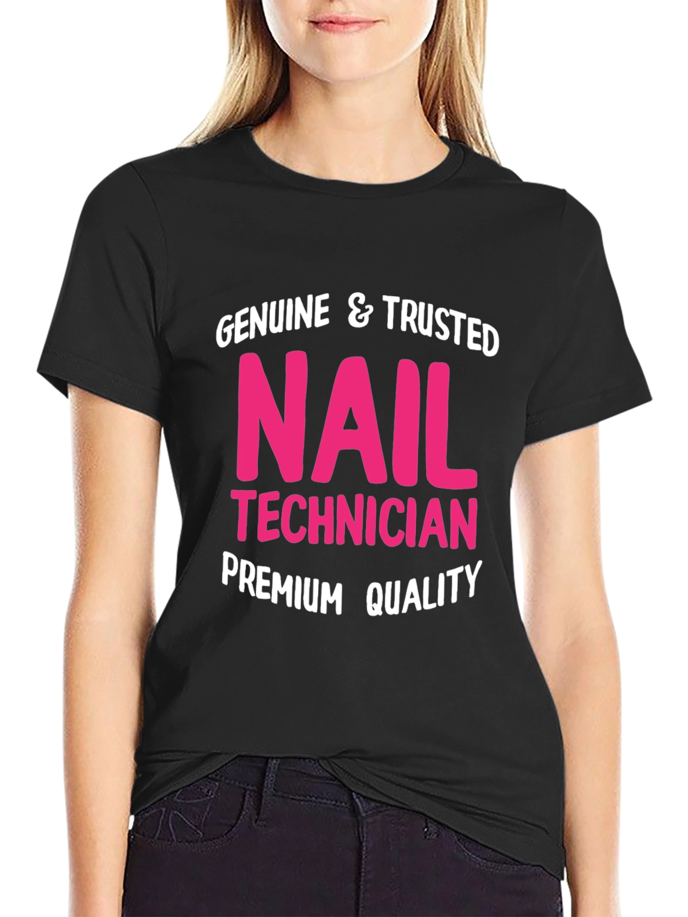 Black Genuine Nail Technician Premium Quality T-Shirt view 2