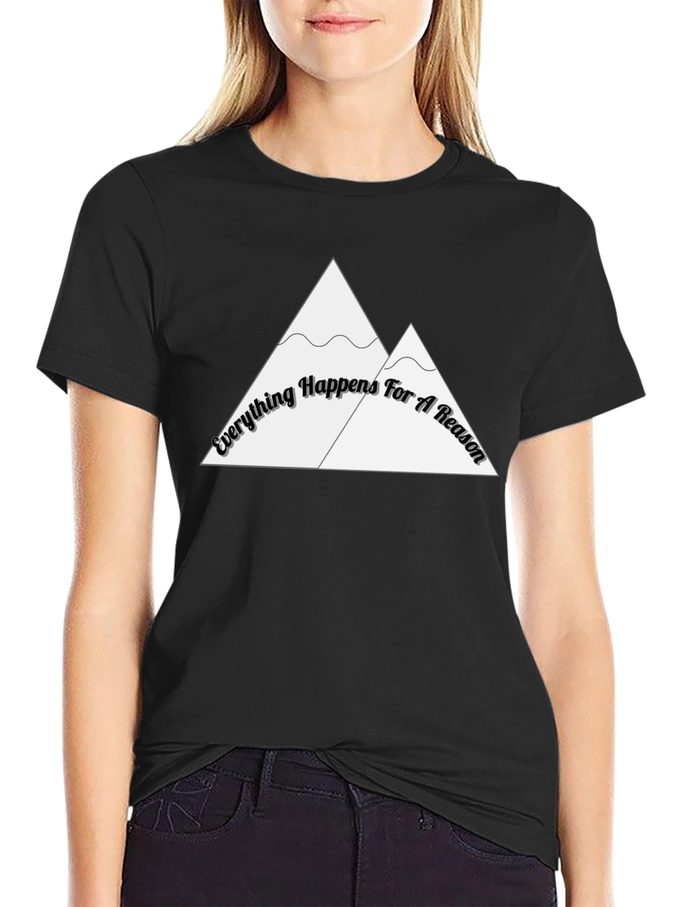 Black Everything Happens For A Reason Black T-Shirt view 2