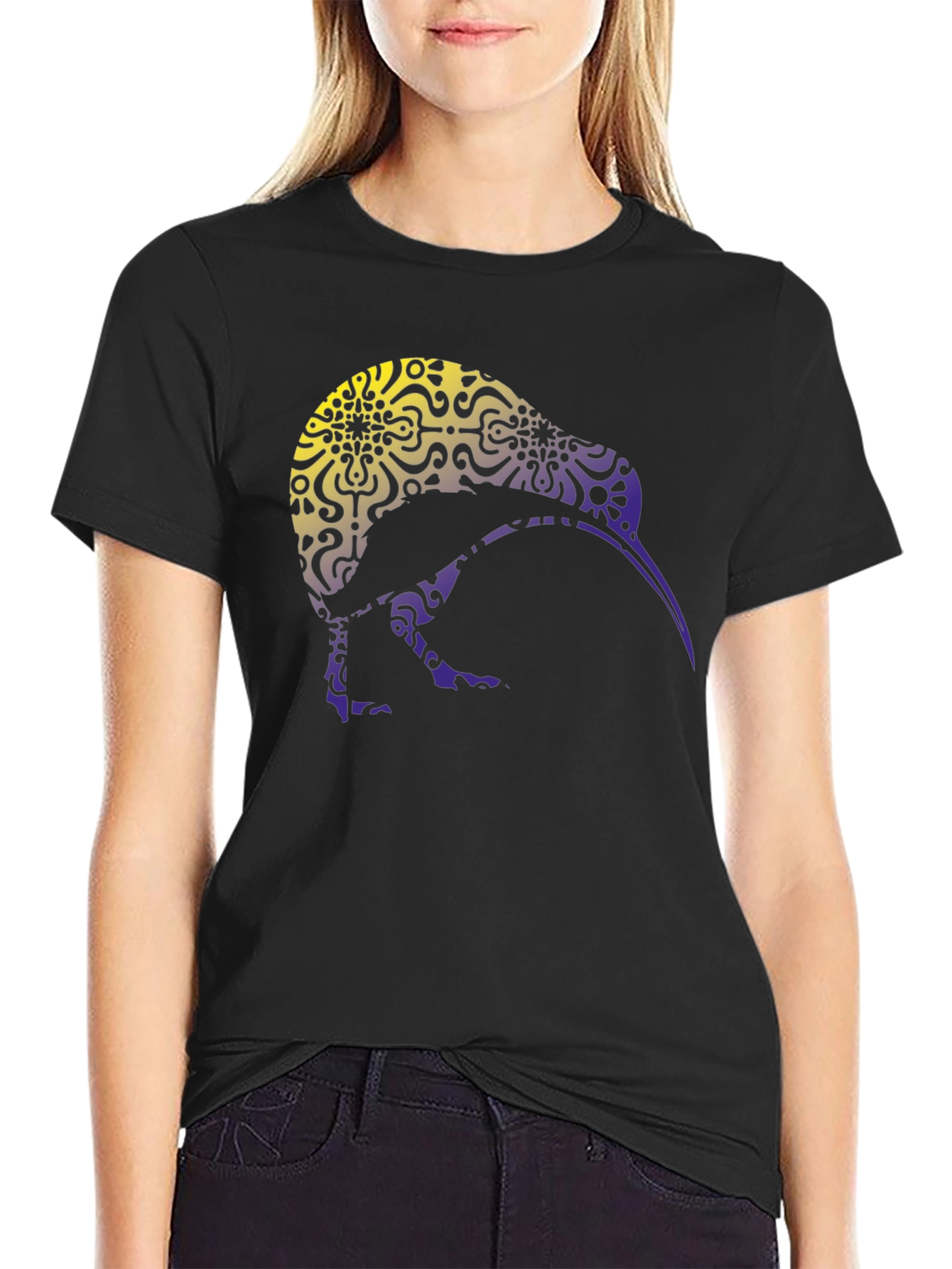 Black Kiwi Bird Graphic Tee - Stylish Men's Black T-Shirt view 2