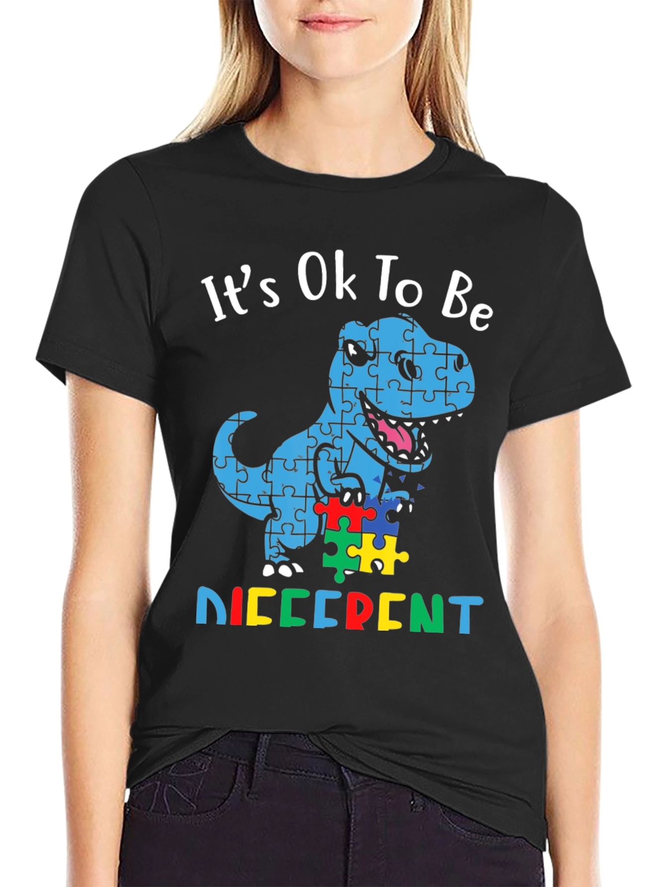 Autism Awareness Dinosaur Puzzle T-Shirt - 2