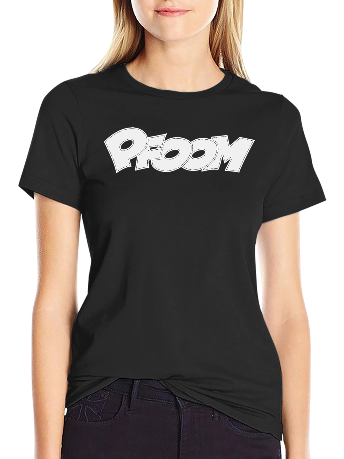 Black PFOOM Graphic Tee - Black Cotton Blend view 2