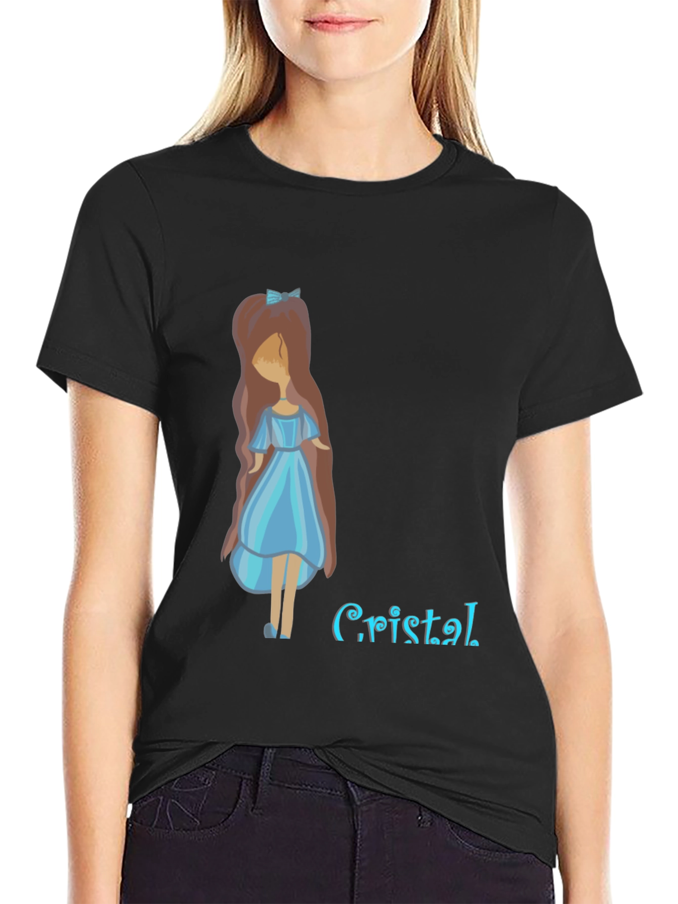 Black Girl with Blue Dress T-Shirt view 2