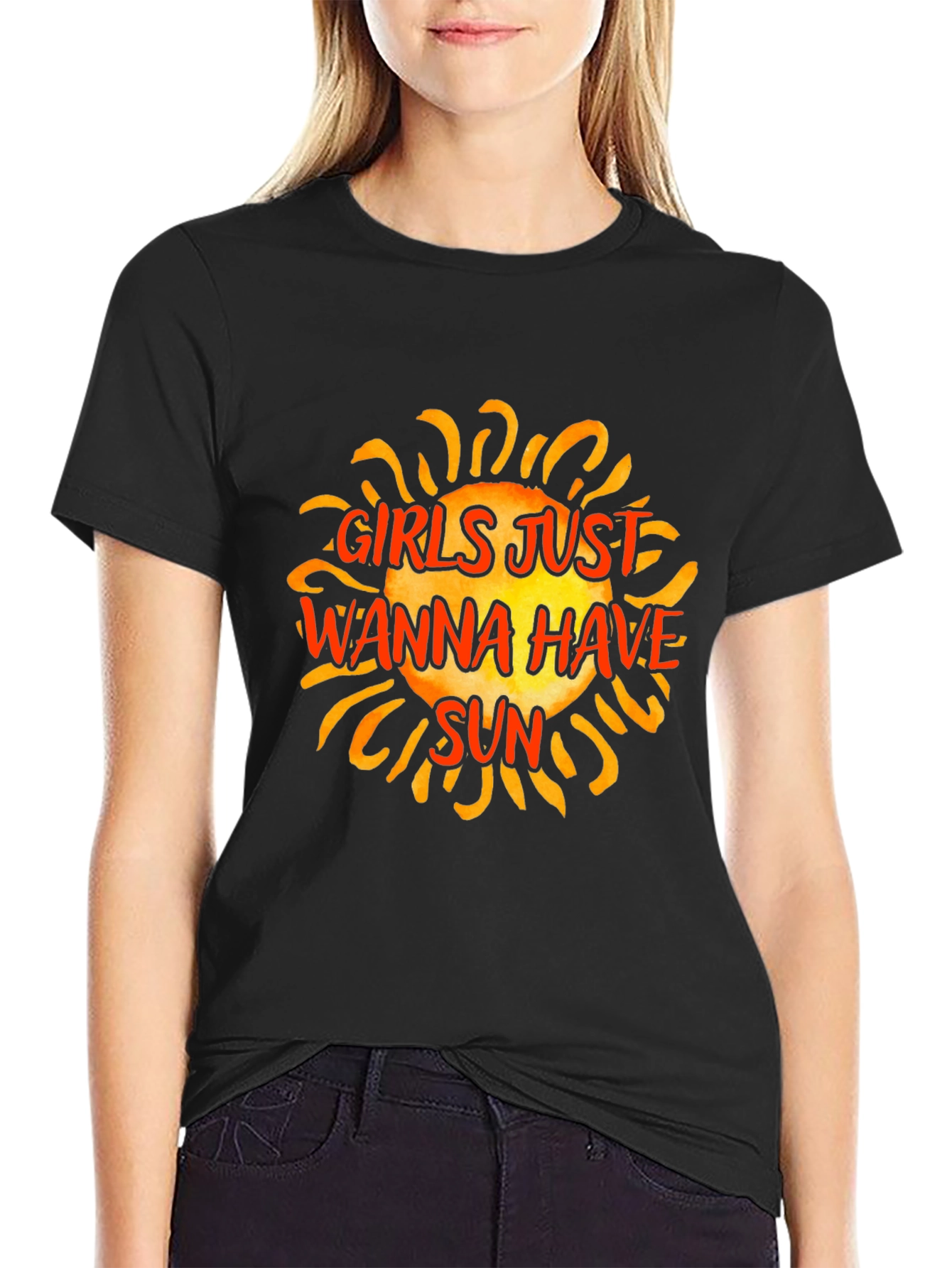 Black Girls Just Wanna Have Sun T-Shirt - Black Graphic Tee view 2