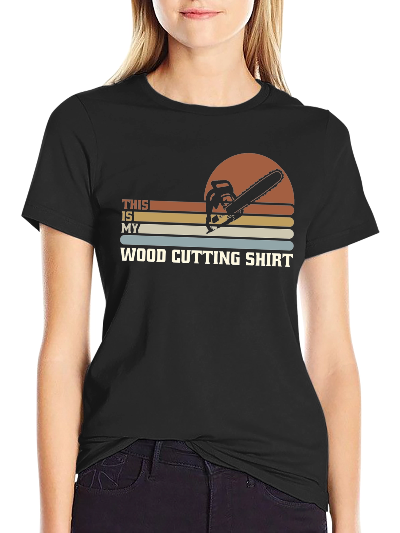 Black Wood Cutting Shirt - Chainsaw Graphic Tee view 2