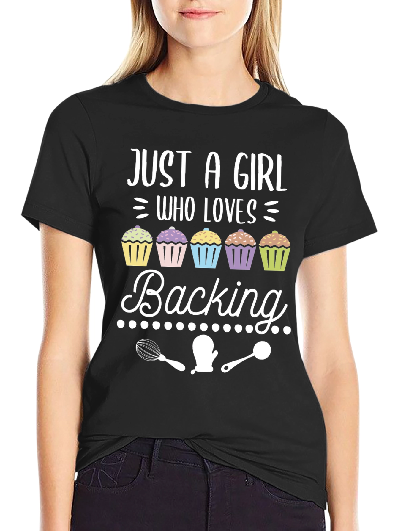 Black Baking Lover T-Shirt: Just A Girl Who Loves Baking view 2
