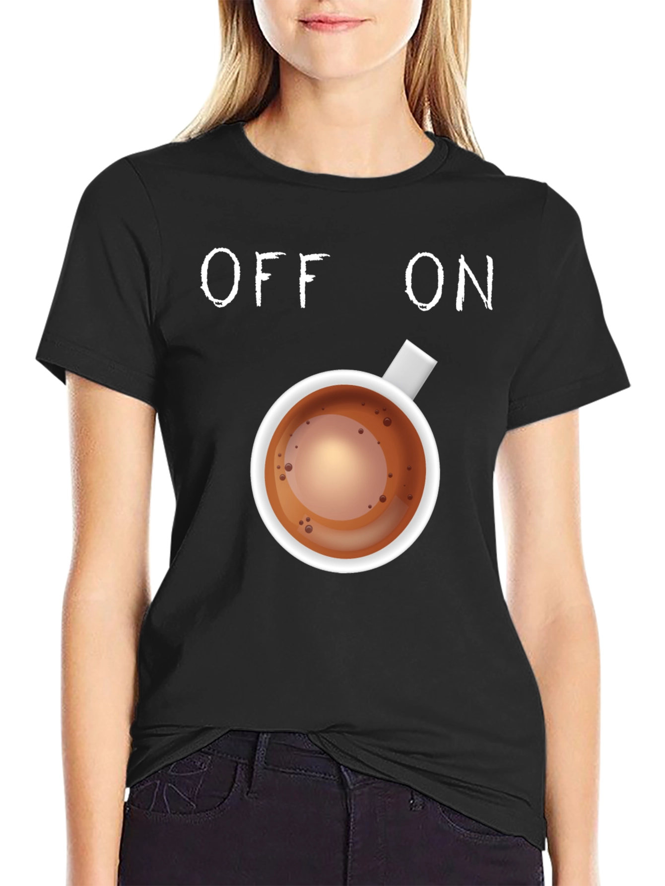 Black Coffee Lover T-Shirt: Off-On Caffeine Mode view 2