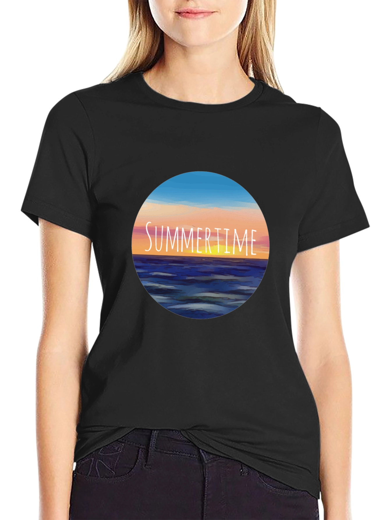 Black Summertime Horizon Graphic Tee view 2