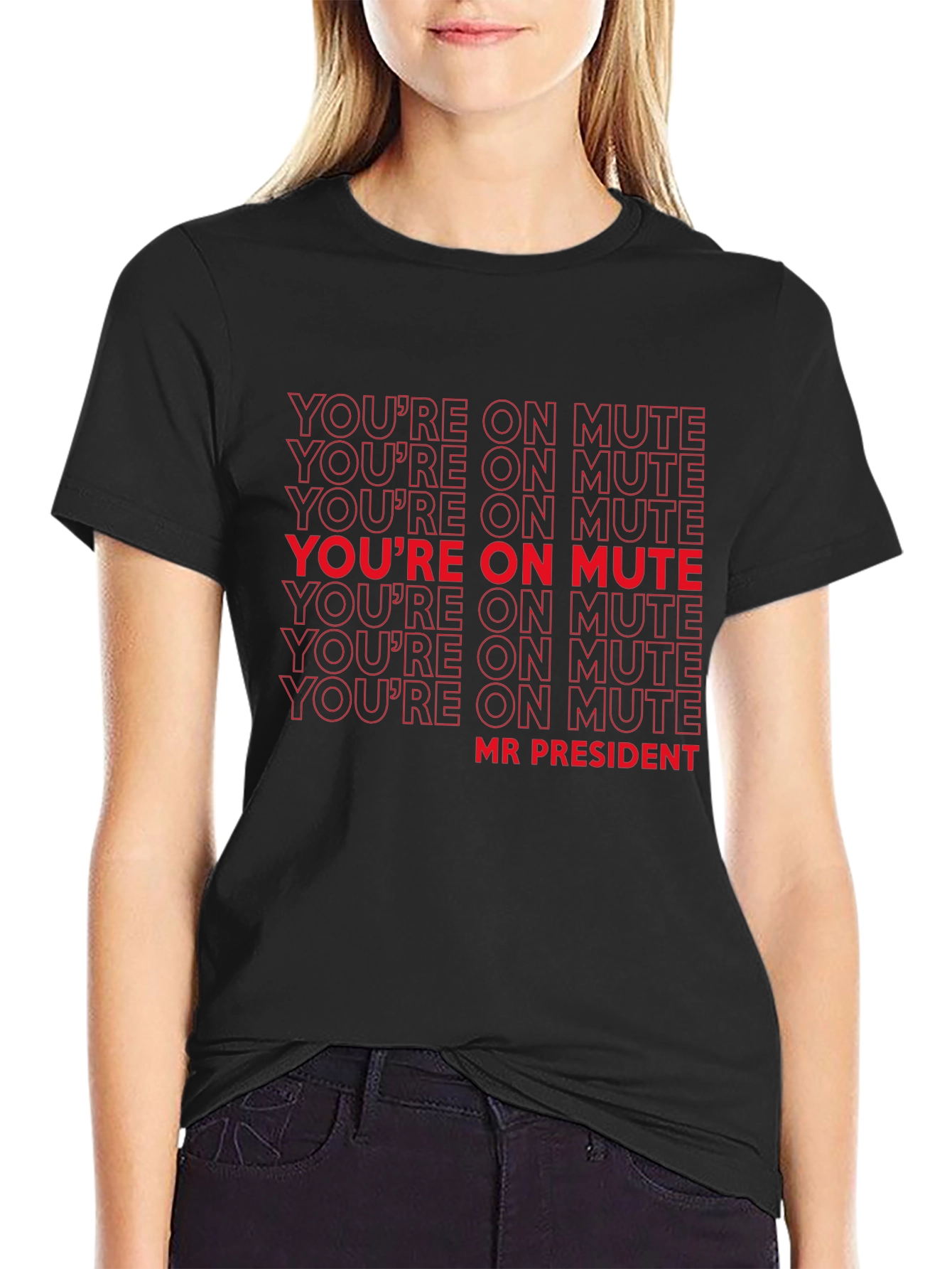 Black You're on Mute Mr President T-Shirt - Funny Political Tee view 2