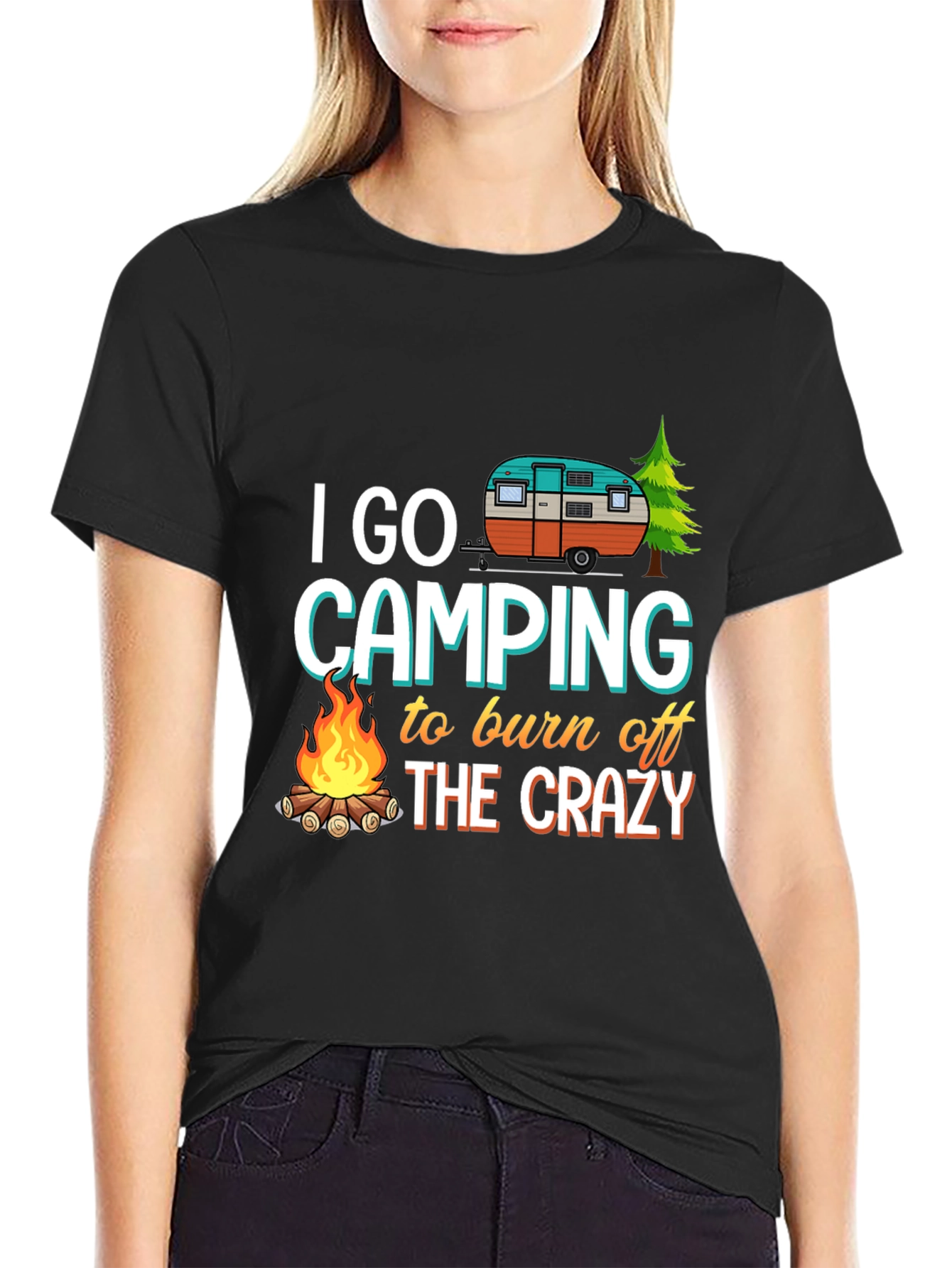 Black Camping Crazy Burn Off T-Shirt view 2