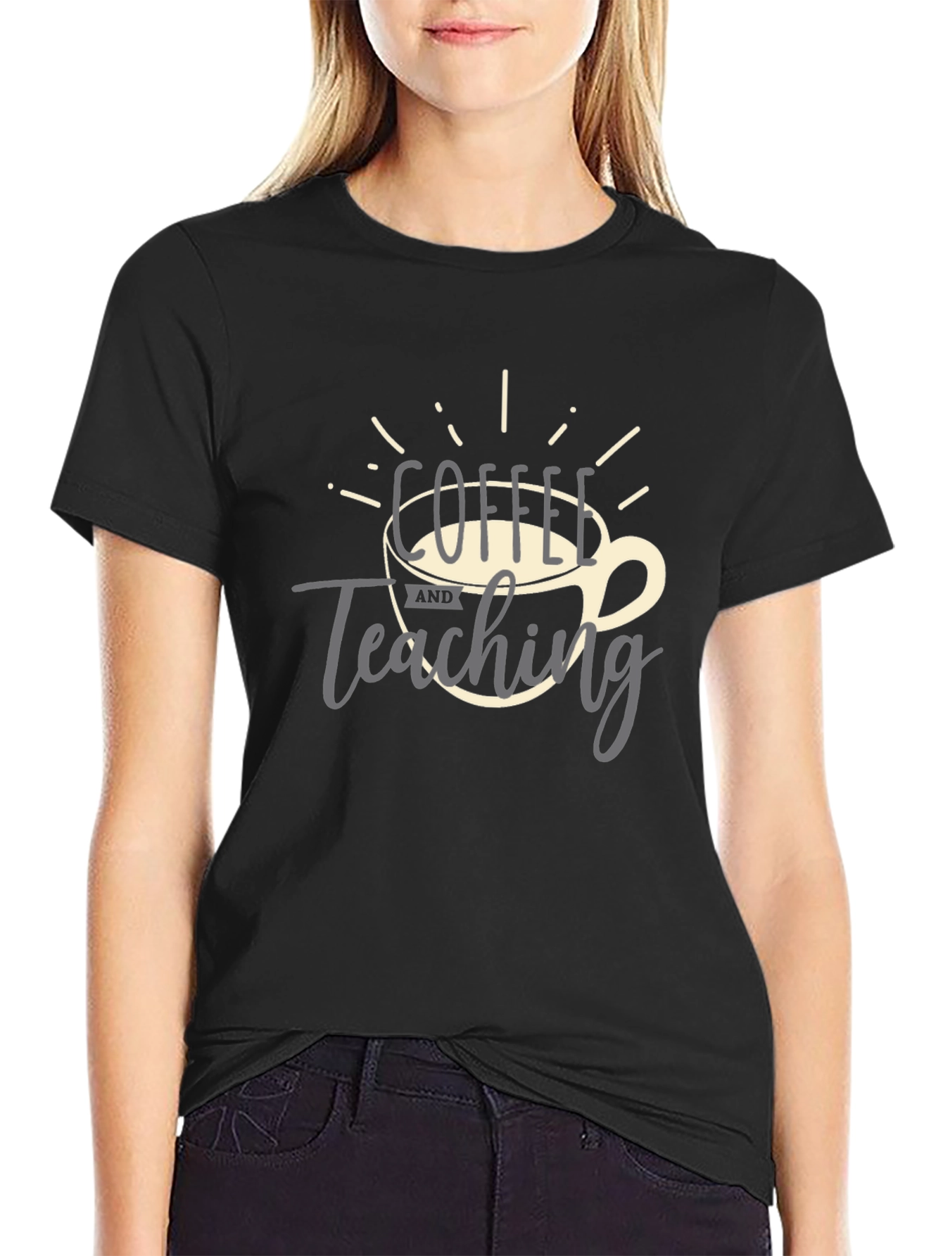 Black Coffee and Teaching Graphic Tee - Teacher Gift Idea view 2