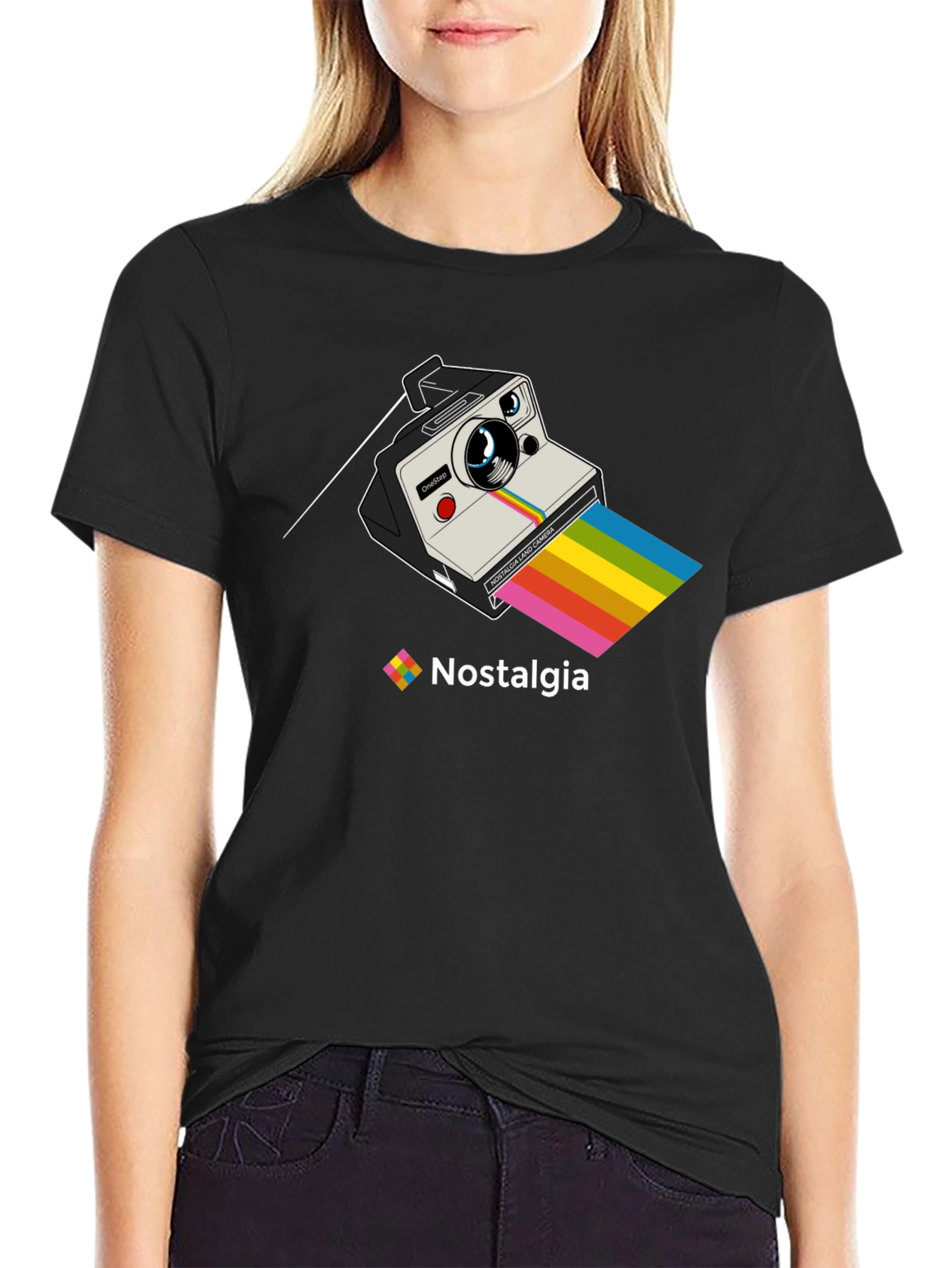 Black Retro Camera Nostalgia T-Shirt view 2