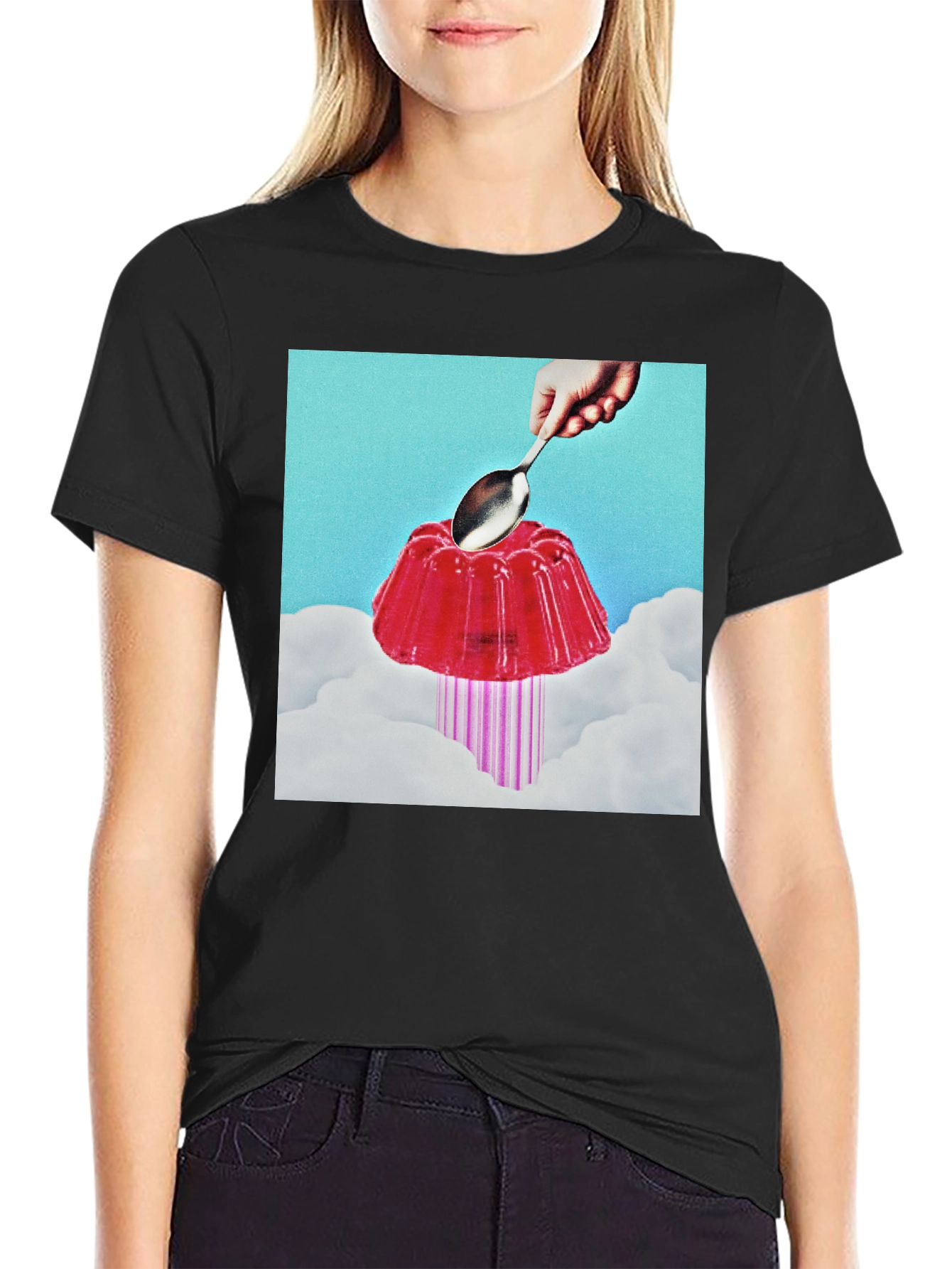 Black Surreal Jelly Dessert T-Shirt view 2