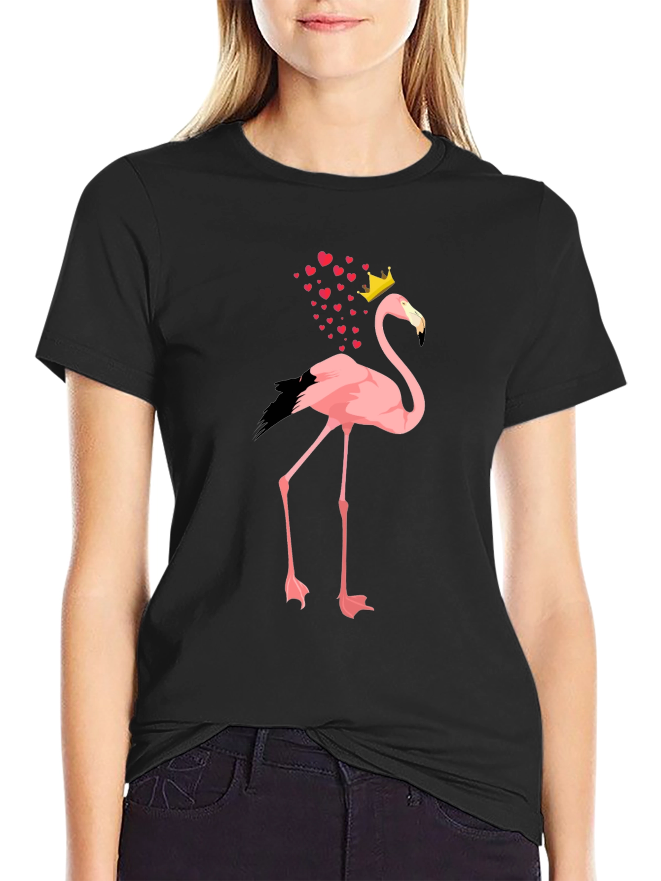 Black Flamingo King T-Shirt - Men's Black Tee view 2