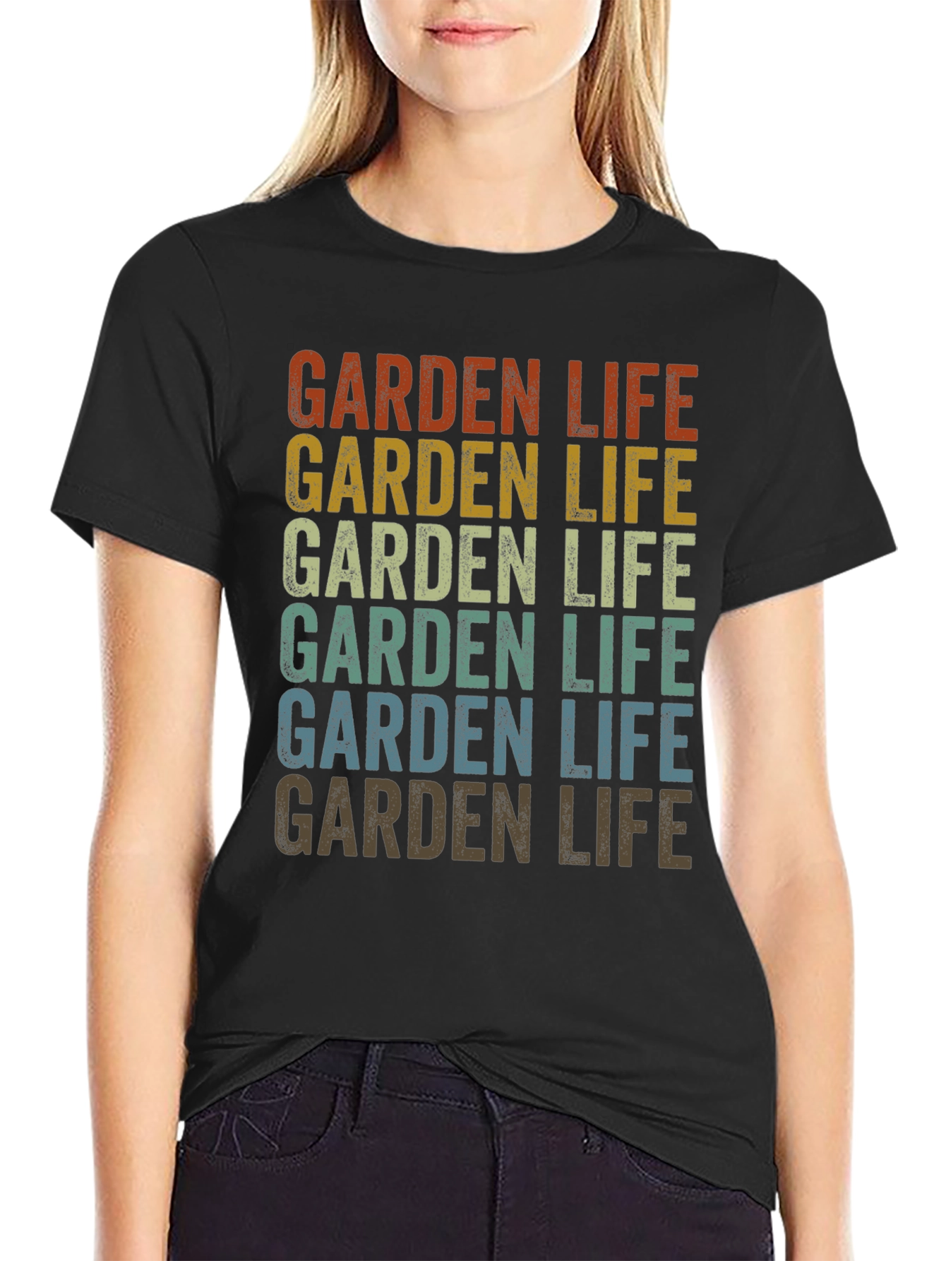 Black Vintage Garden Life Graphic Tee - Retro Style view 2
