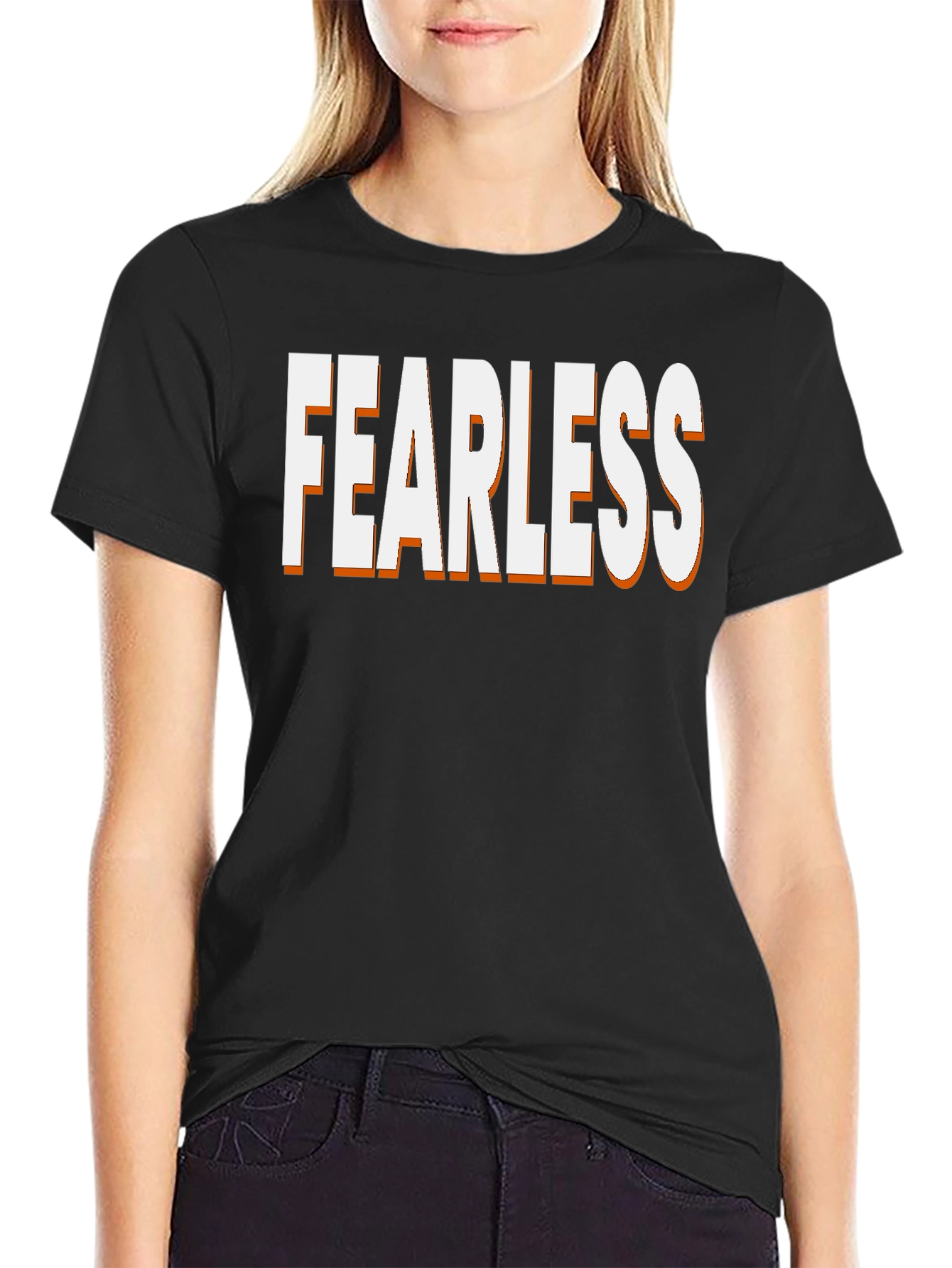 Black Fearless Graphic Tee - Bold Statement Shirt view 2