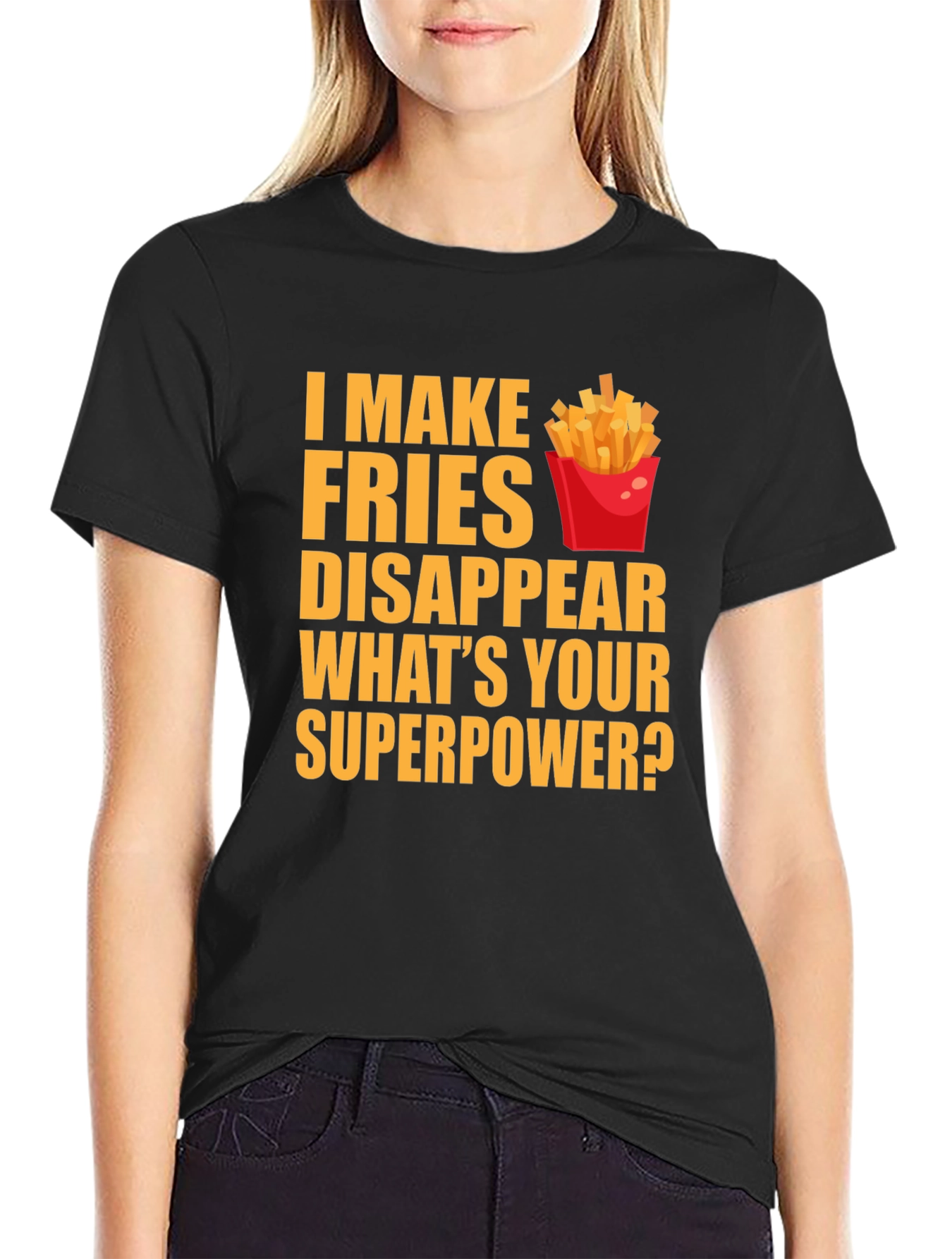 Black Fries Superpower T-Shirt view 2