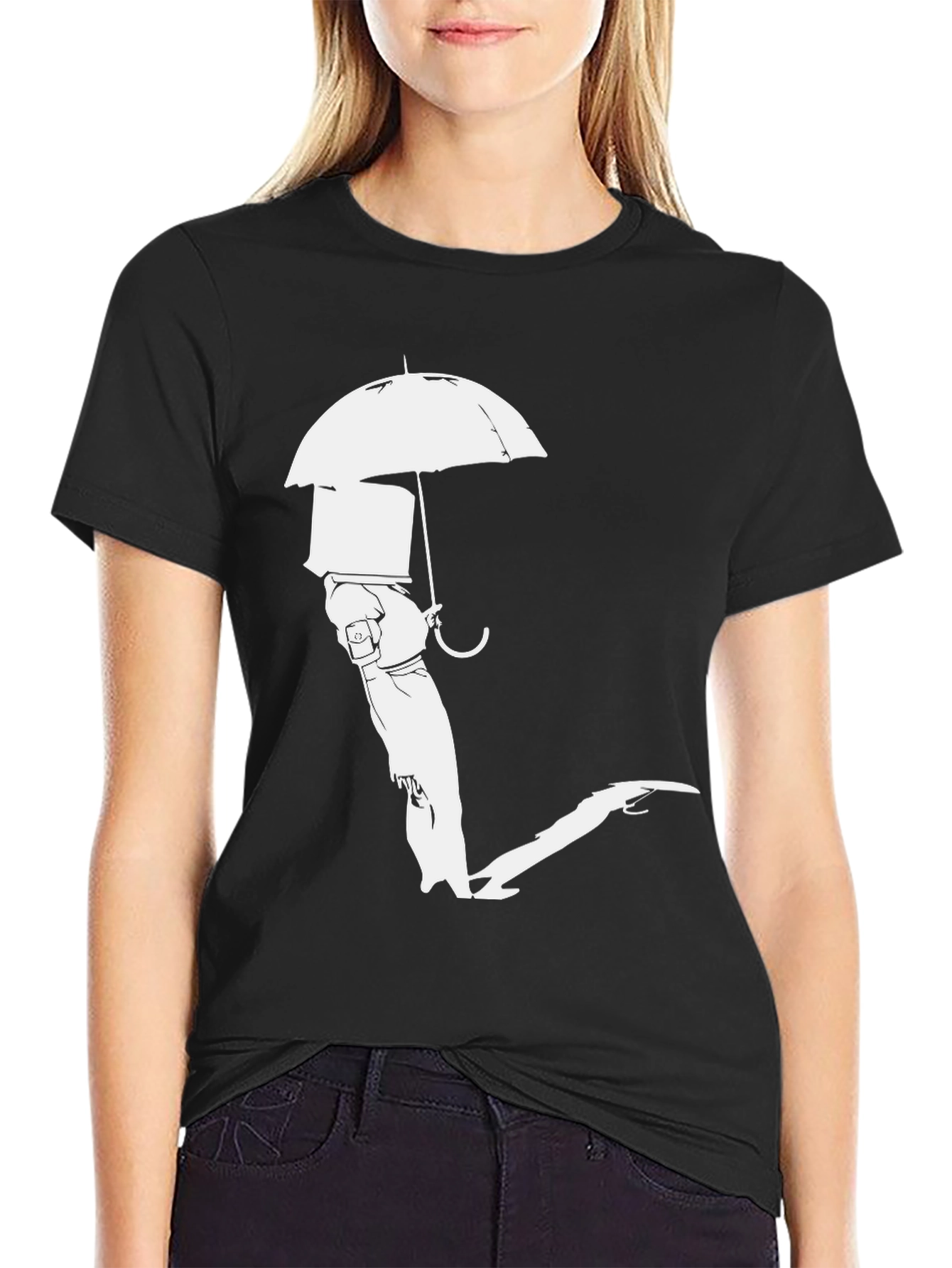 Black Umbrella Man Graphic Tee - Modern Streetwear view 2