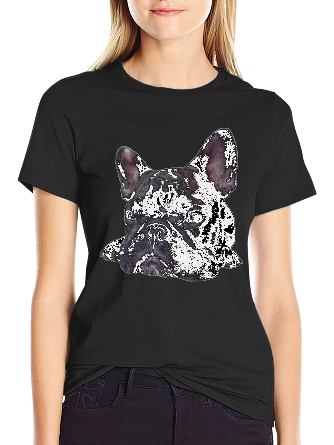 Black Dog Graphic Print Crew Neck T-Shirt view 2