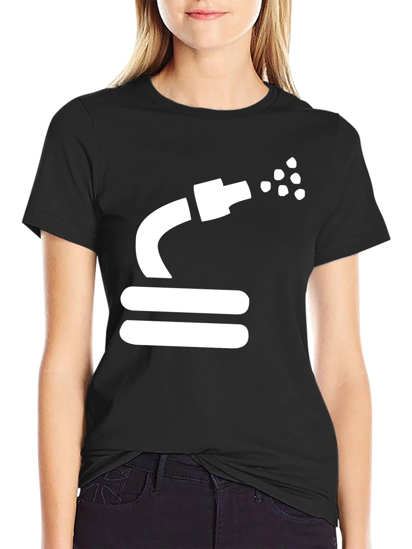 Black Black Graphic Tee: Funny Water Hose T-Shirt view 2