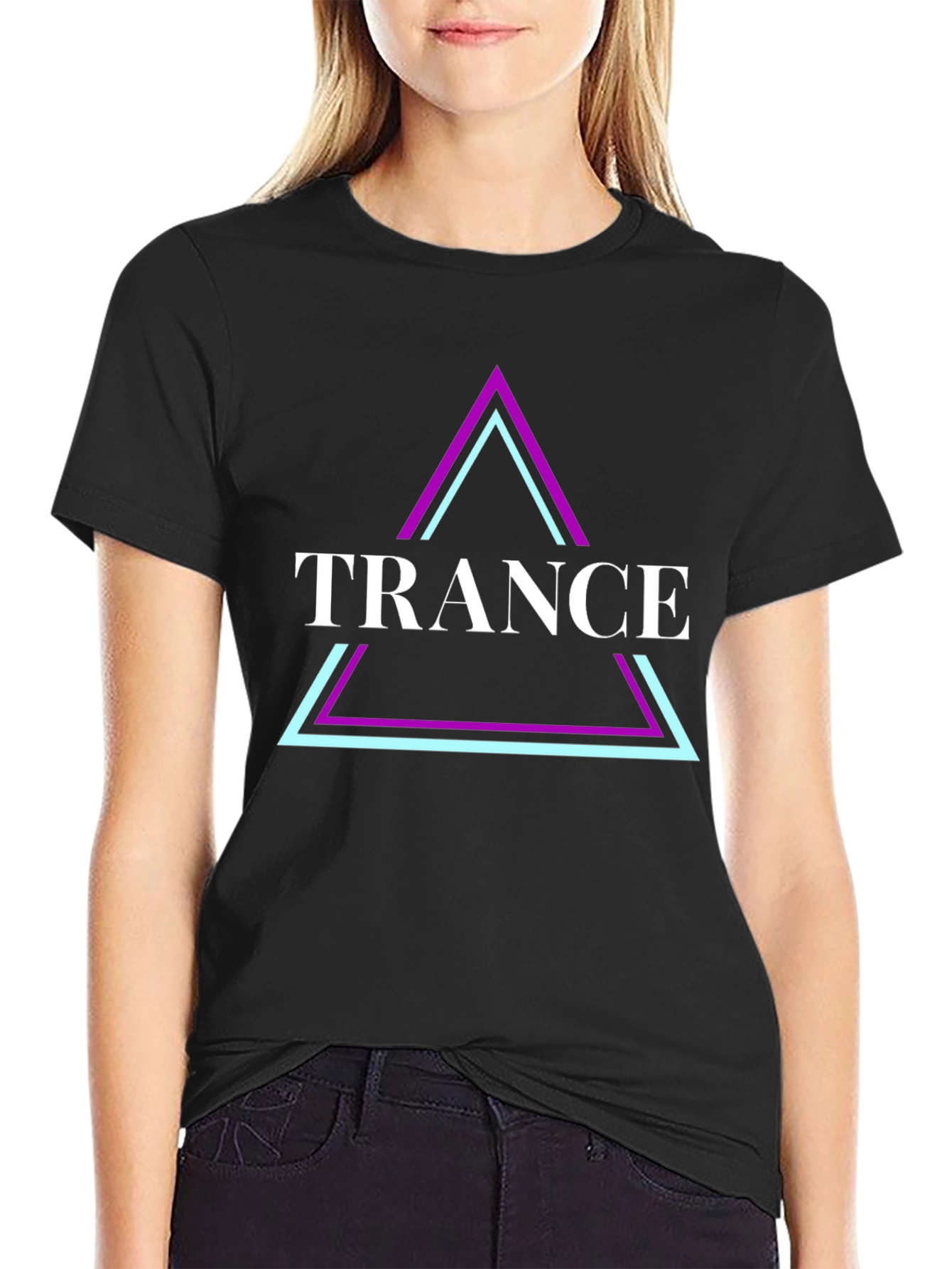 Black Trance Music Graphic Tee - Black Cotton T-Shirt view 2