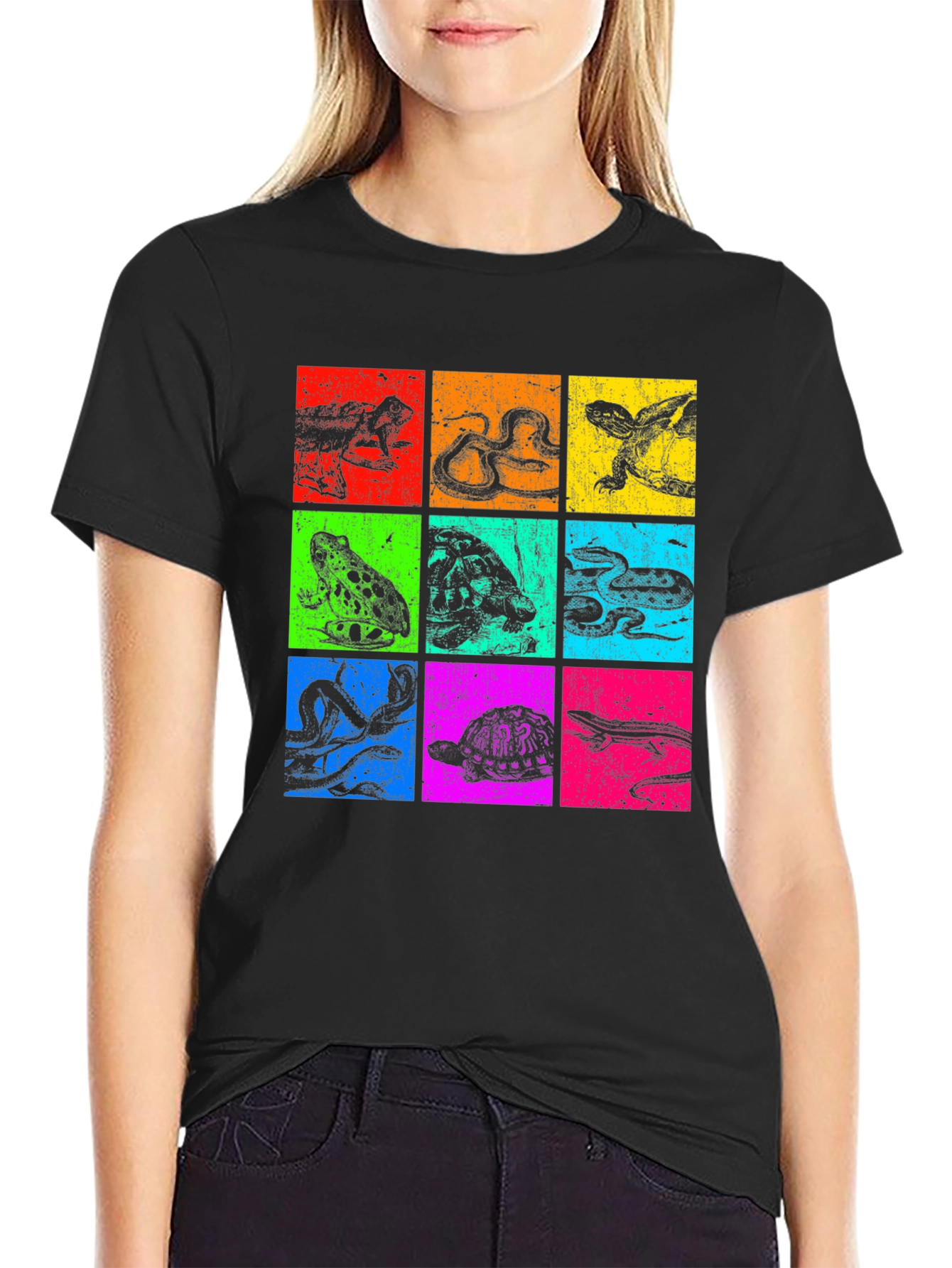 Black Reptile Pop Art Graphic T-Shirt view 2