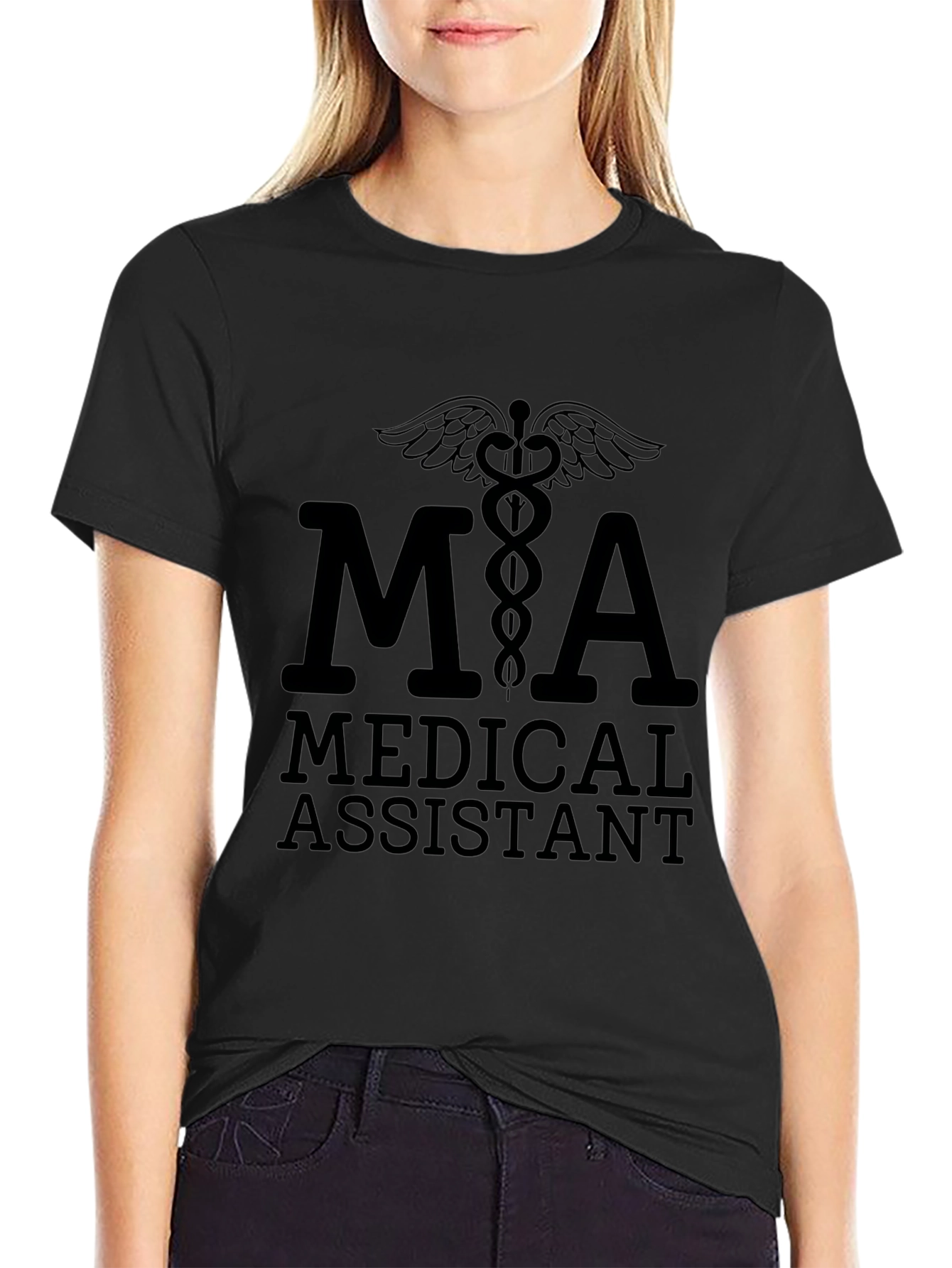 Black Medical Assistant MA T-Shirt view 2