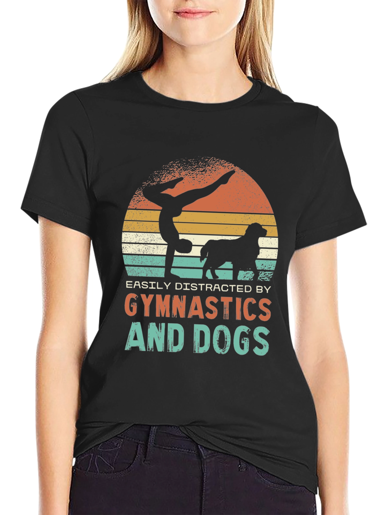 Black Gymnastics and Dogs T-Shirt view 2