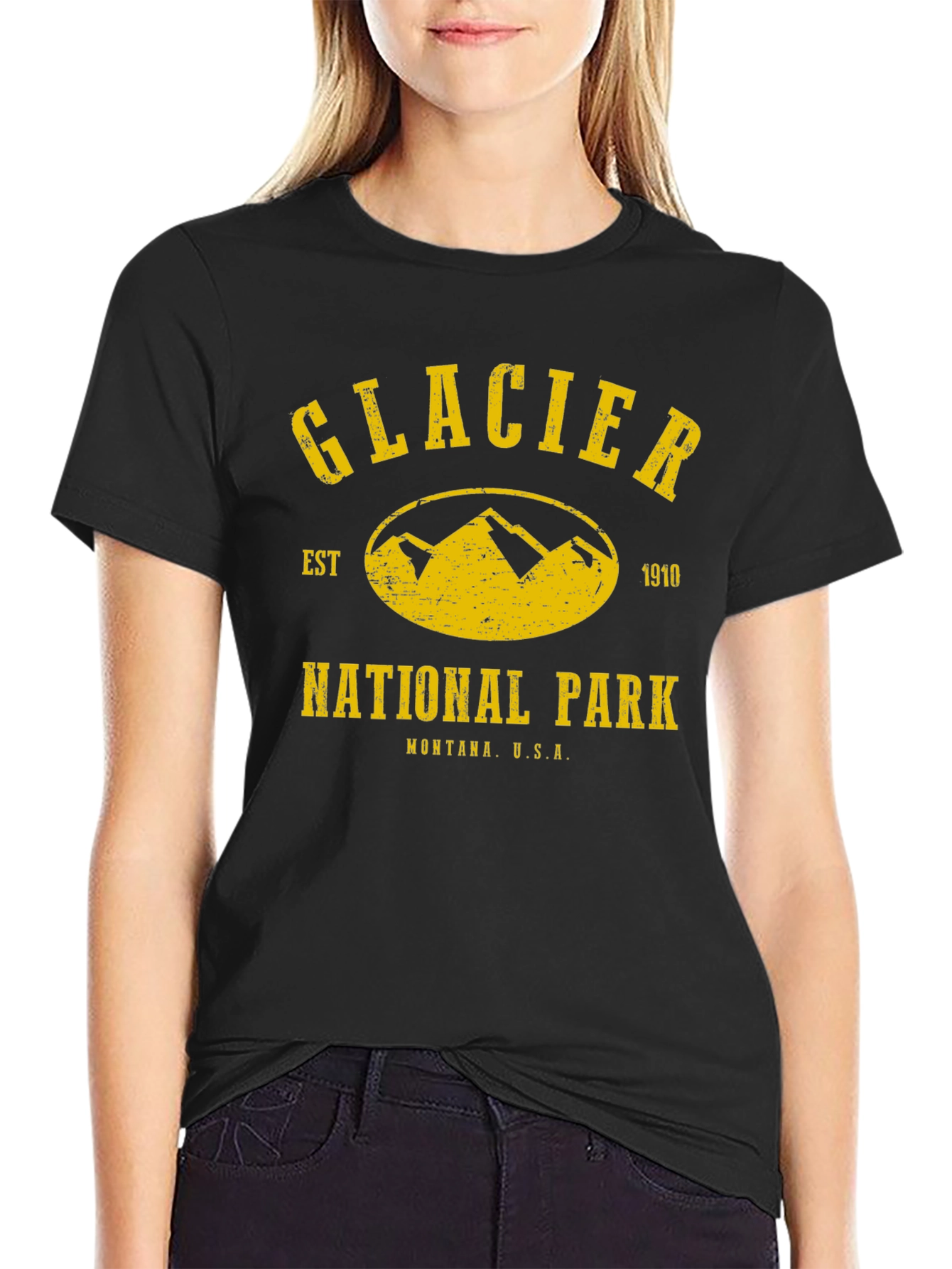 Black Glacier National Park T-Shirt - Black Tee view 2