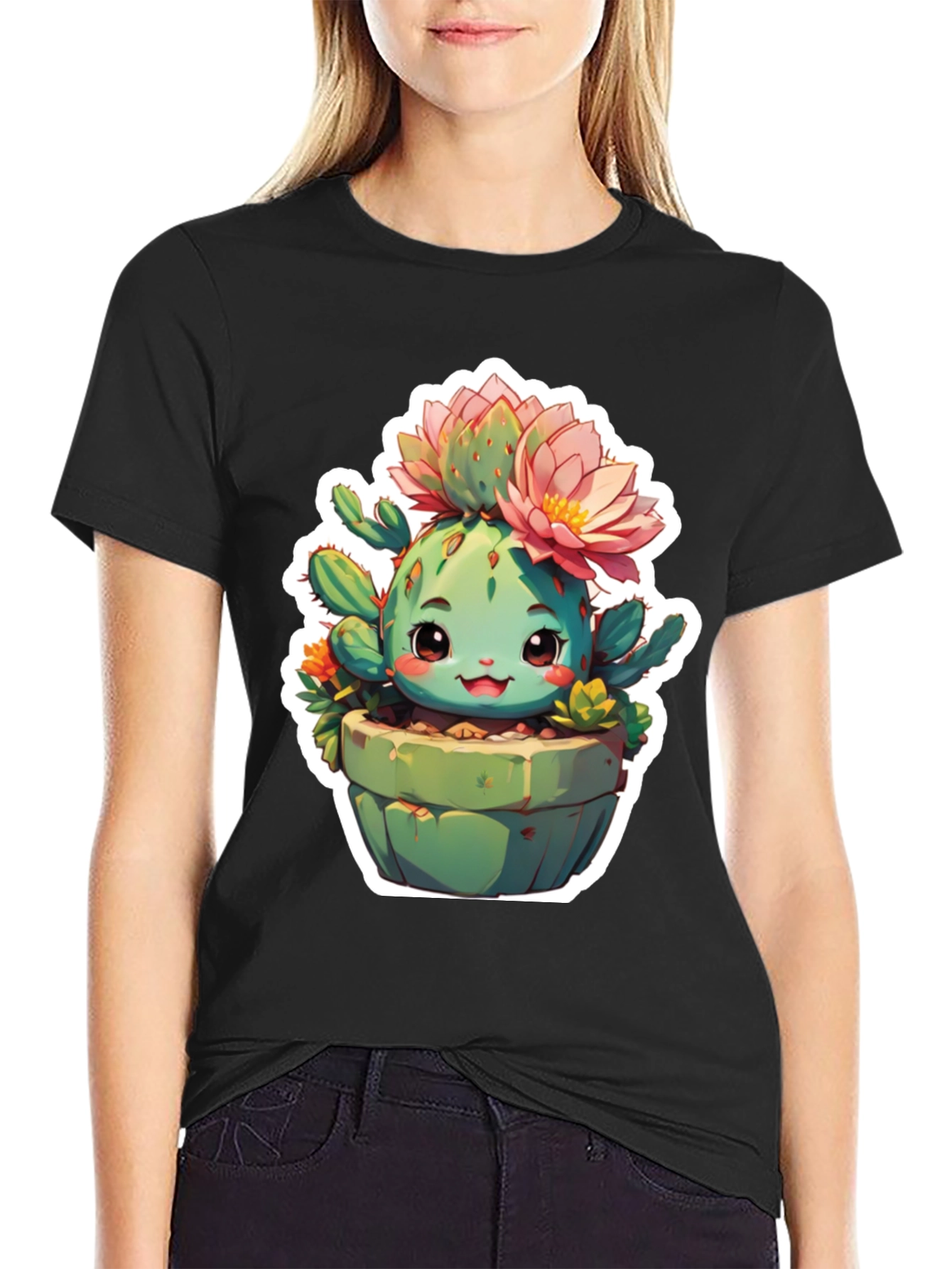 Black Cute Cactus Tee view 2