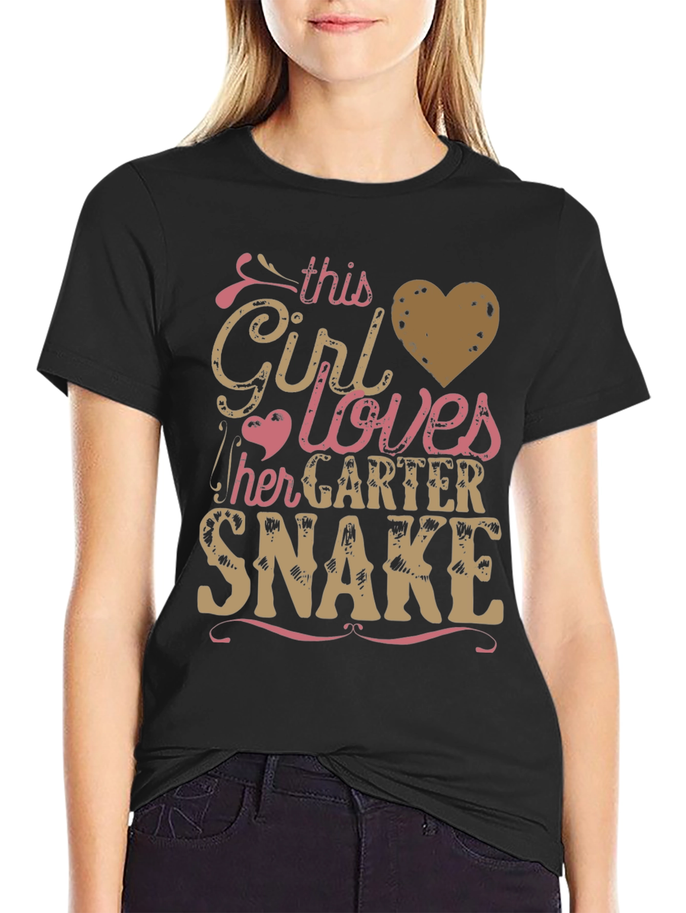 Black Girl Loves Garter Snake Graphic Tee - Novelty Animal T-Shirt view 2