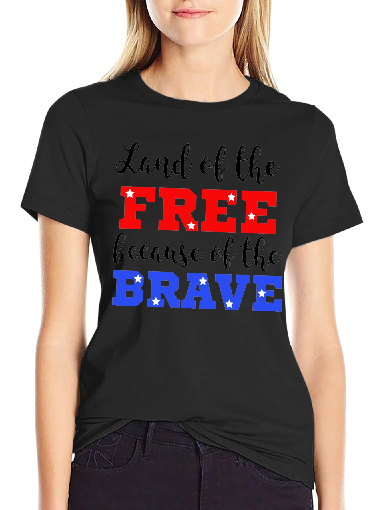 Black Patriotic Land of the Free T-Shirt view 2