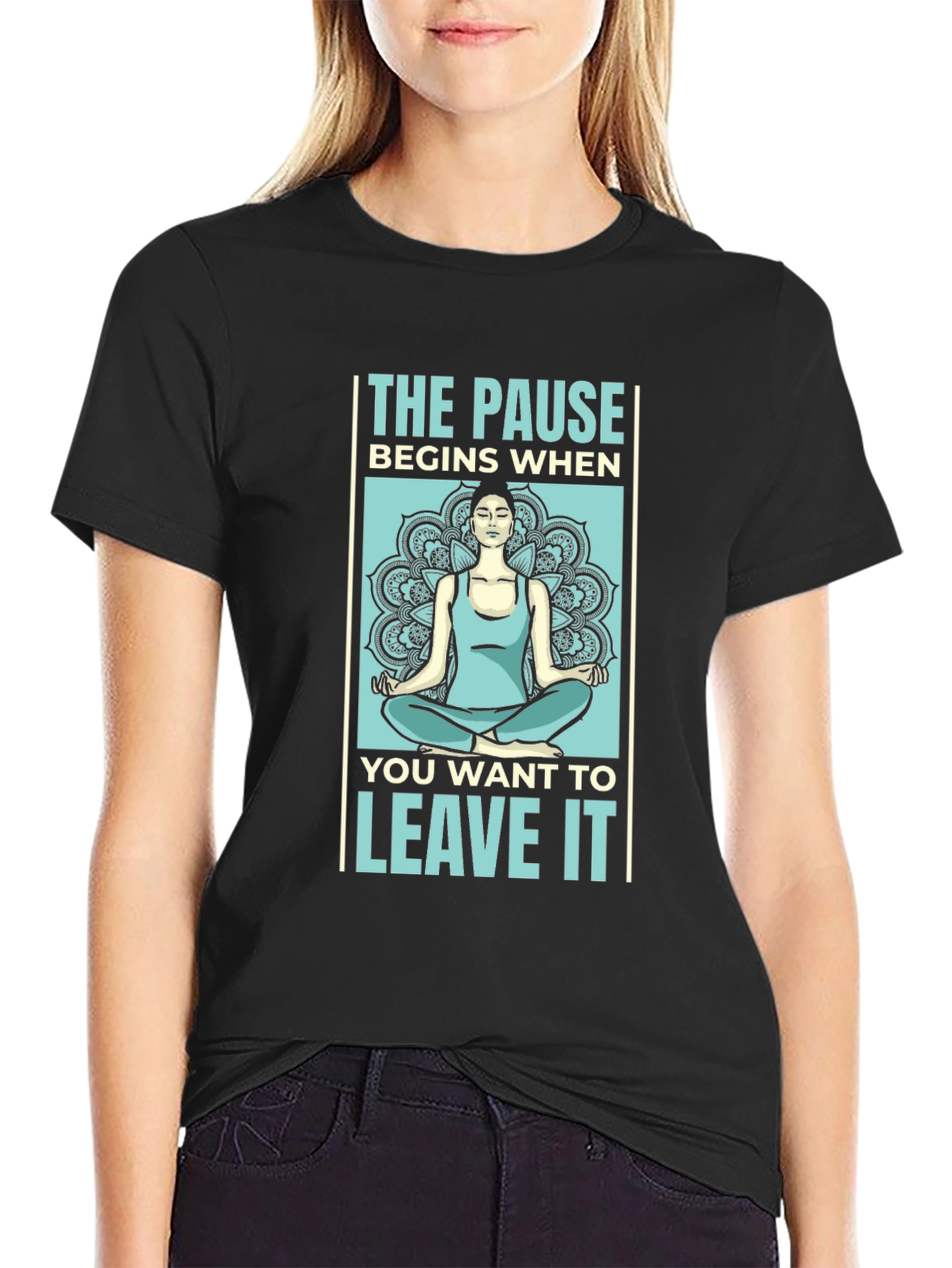 Black Yoga Meditation T-Shirt - The Pause view 2