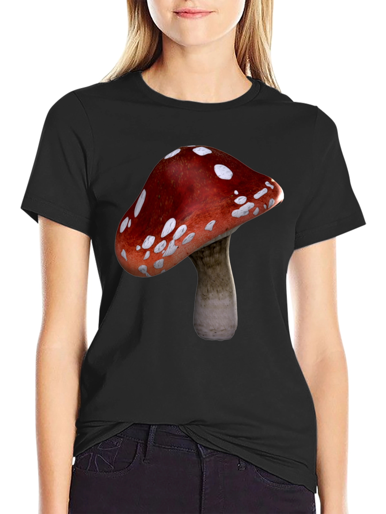 Black Mushroom Graphic Black T-Shirt view 2