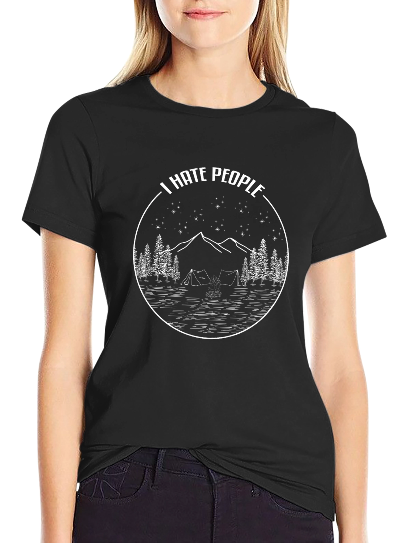 Black I Hate People Camping T-Shirt view 2