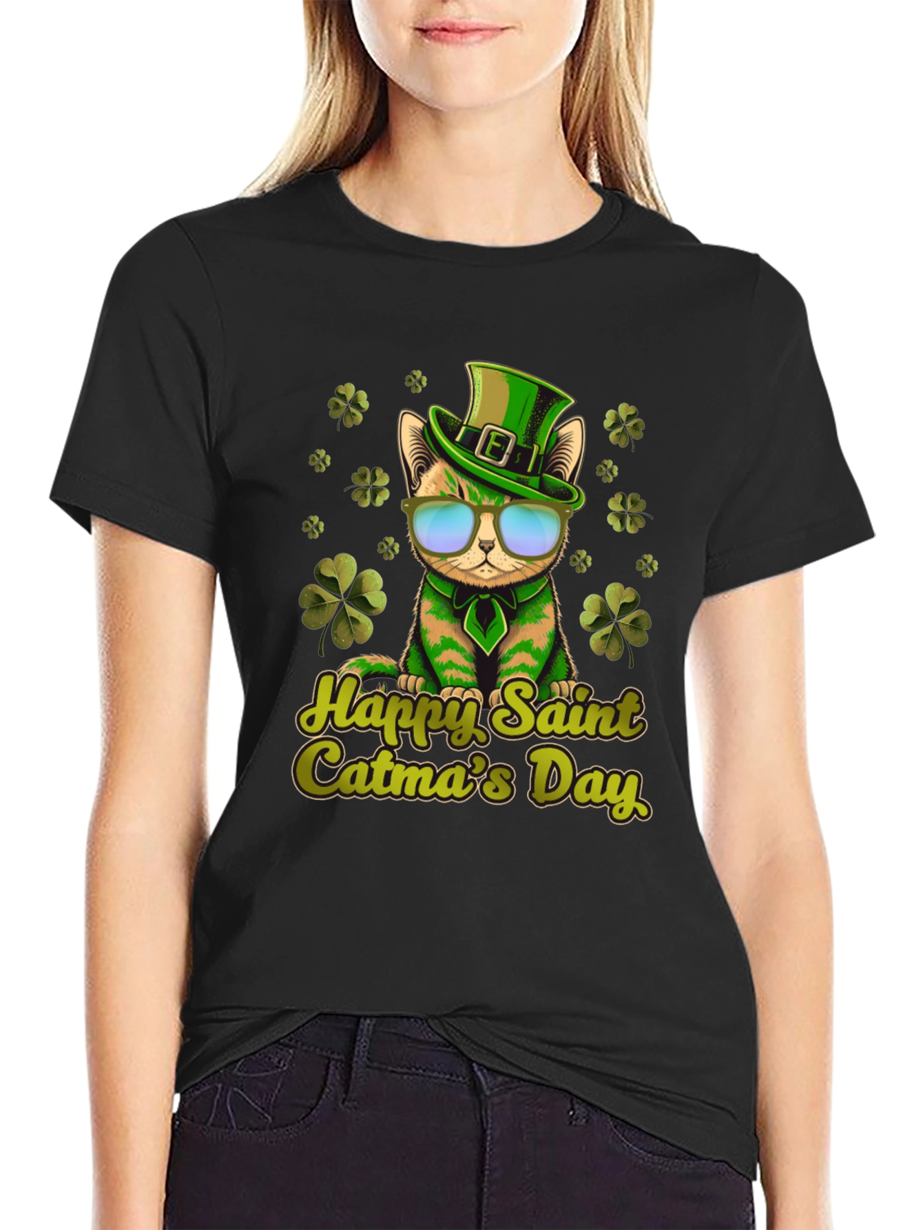 Black Happy Saint Catma's Day Black T-Shirt view 2