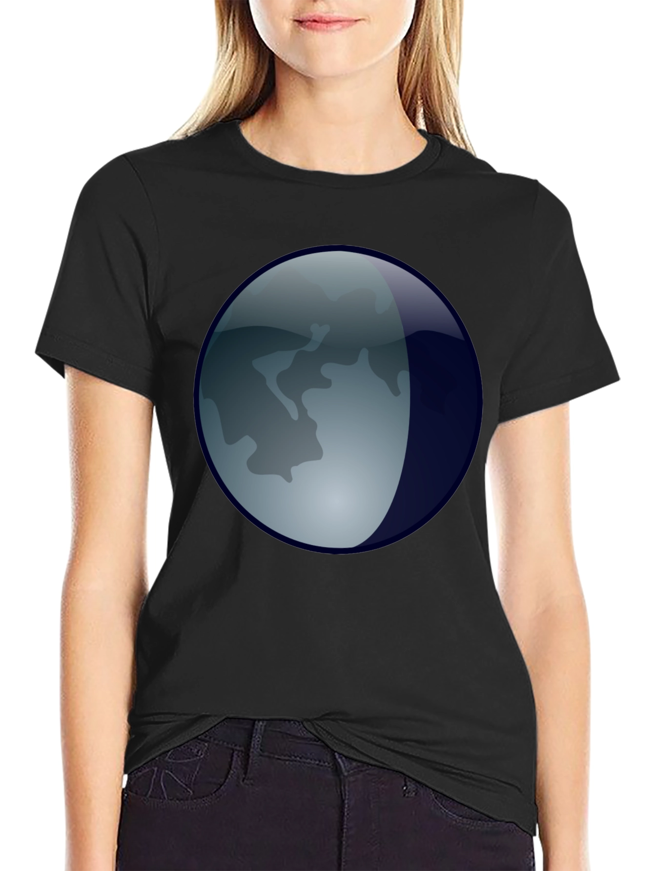 Black Lunar Orb T-Shirt - Black Graphic Tee view 2
