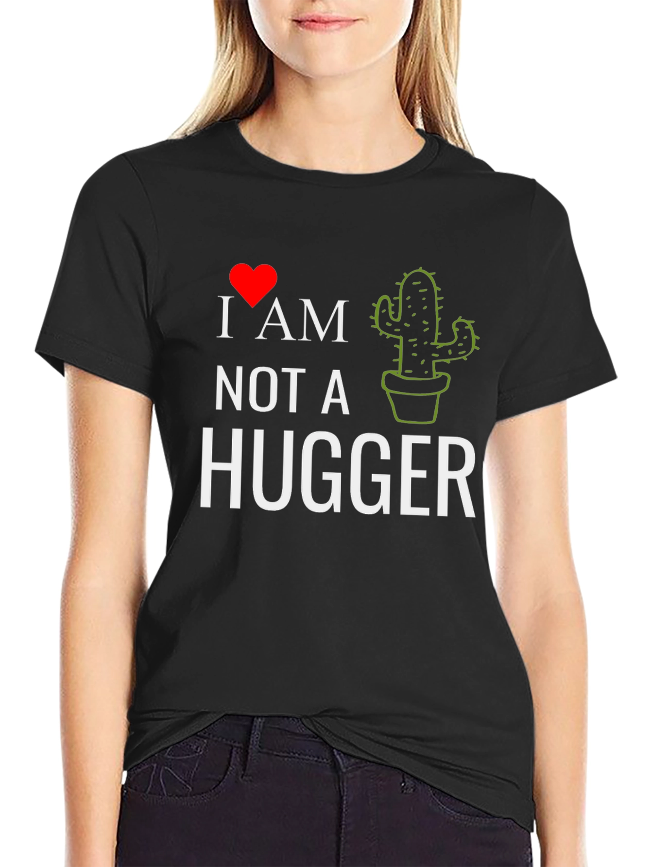 Black I Heart Cactus - Not A Hugger Tee view 2