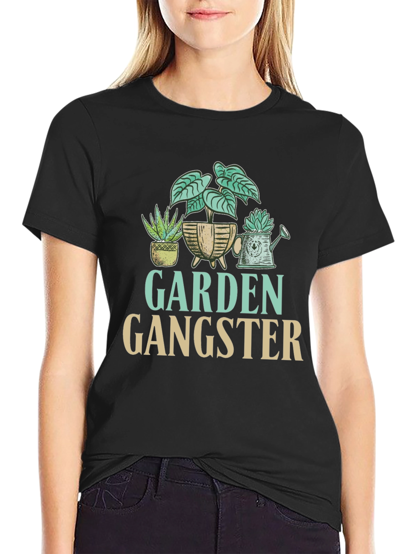 Black Garden Gangster Graphic T-Shirt view 2