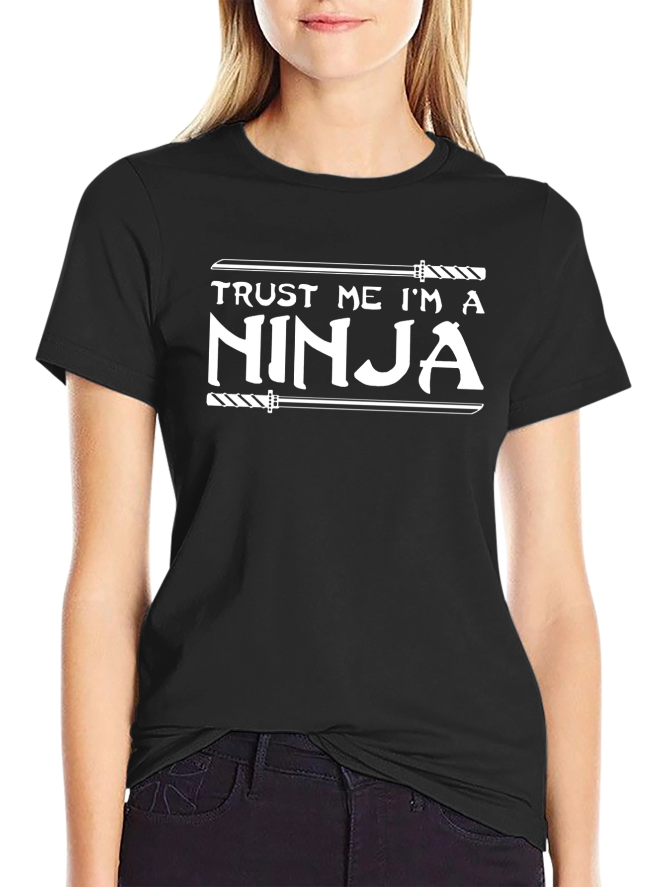 Black Trust Me I'm A Ninja Funny Graphic Tee view 2