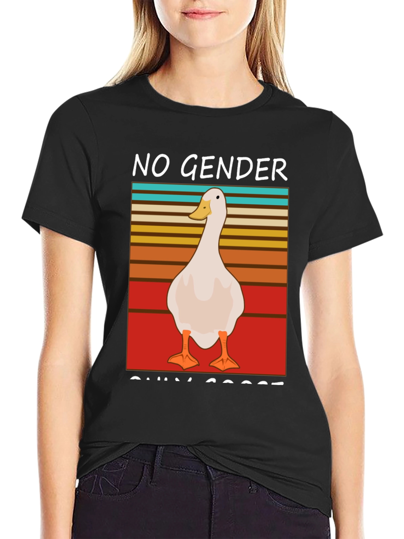Black No Gender Only Goose T-Shirt view 2