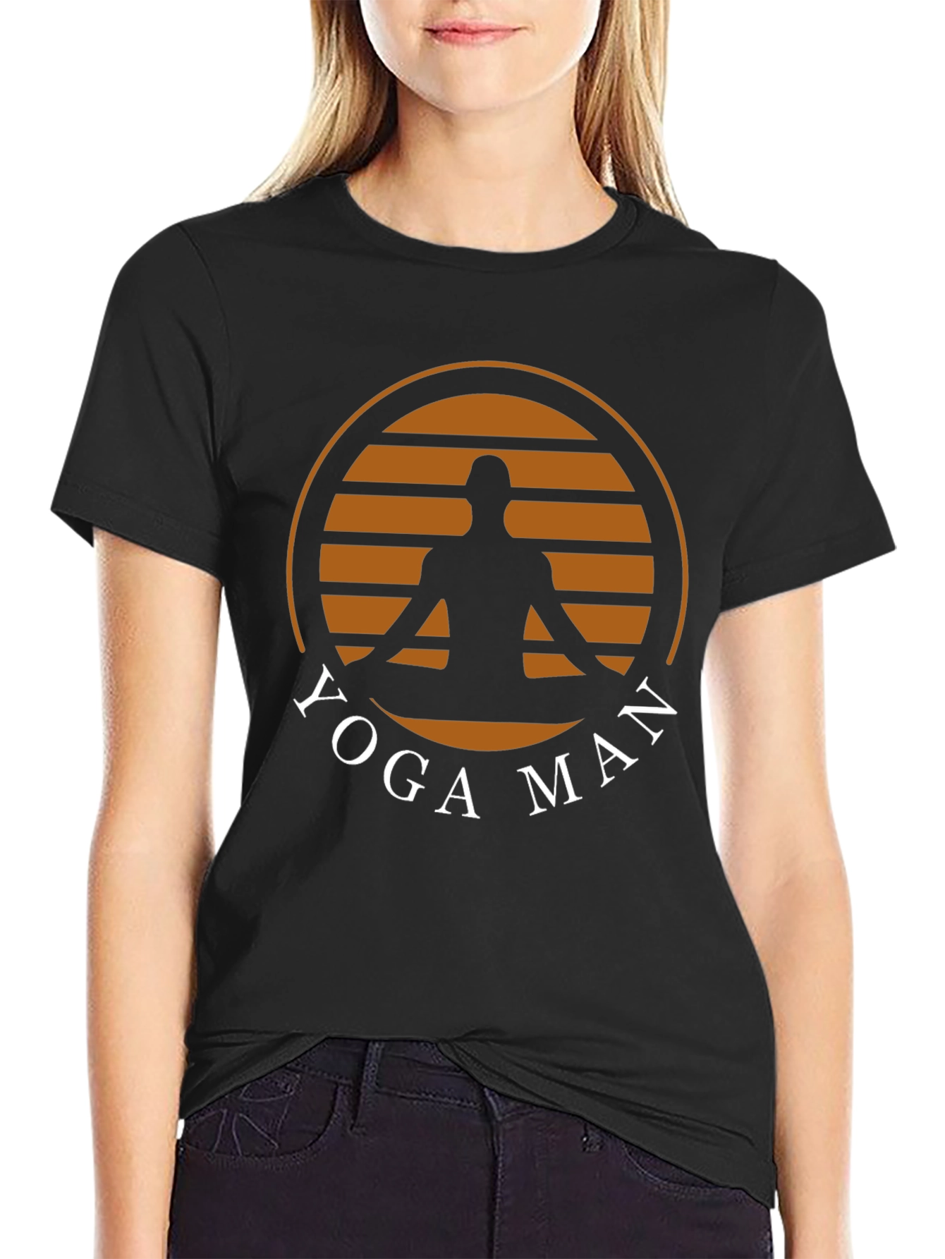 Black Yoga Man Graphic Tee - Black Cotton Blend T-Shirt view 2