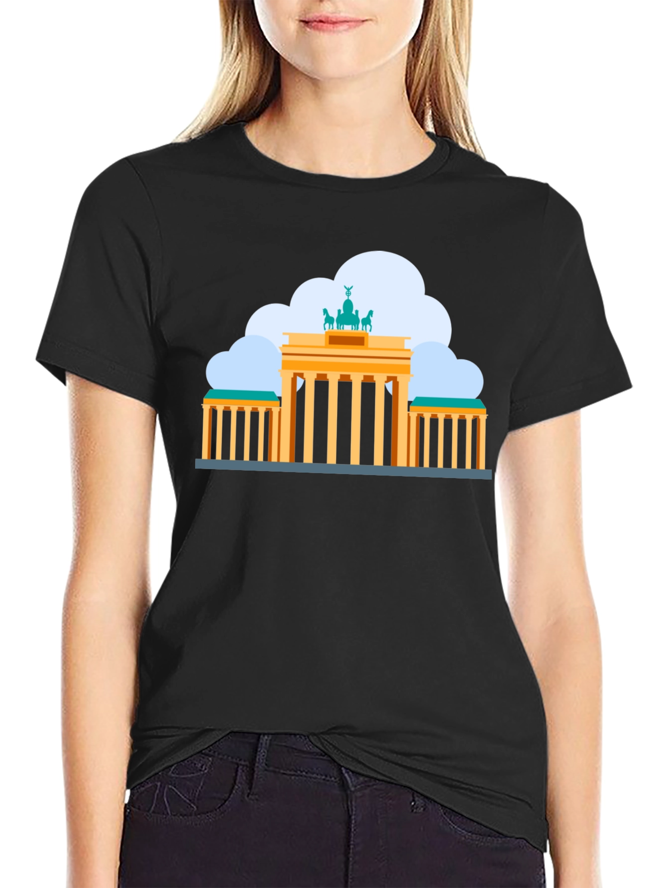 Black Berlin Brandenburg Gate Black T-Shirt view 2